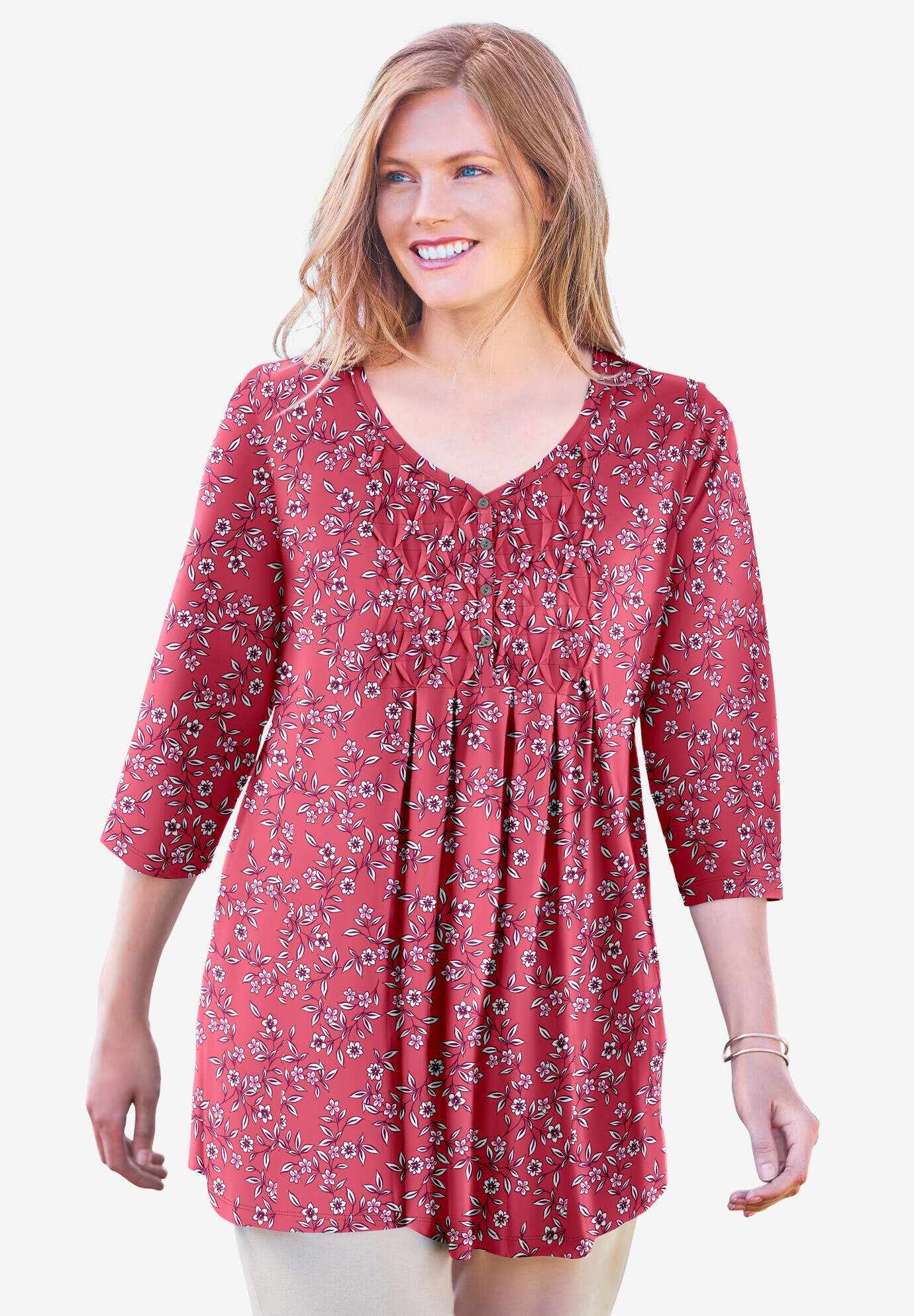 Smocked Henley Trapeze Tunic