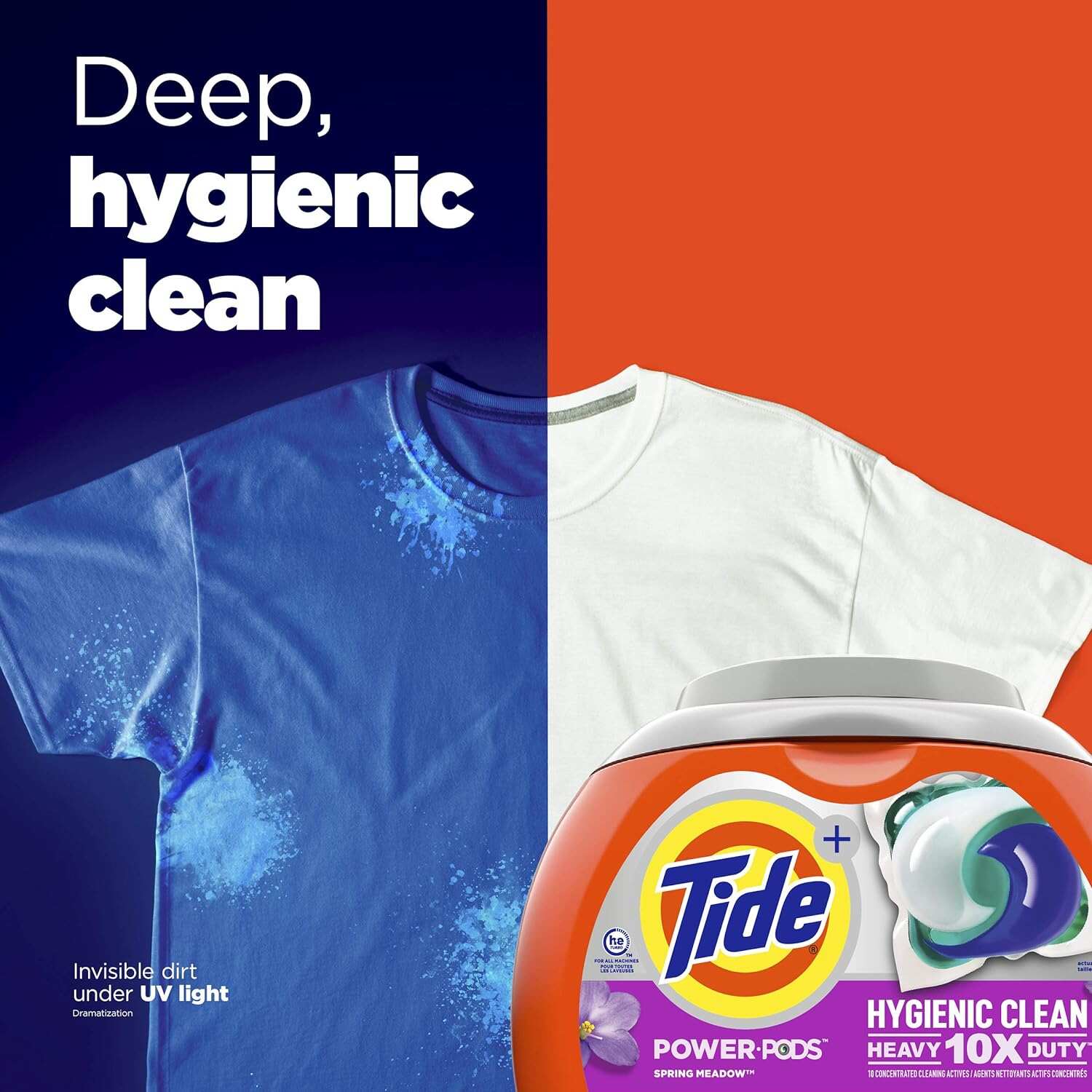 Tide Hygienic Clean Heavy Duty 10x Free Power PODS Laundry Detergent, 63 count, Unscented, For Visible and Invisible Dirt