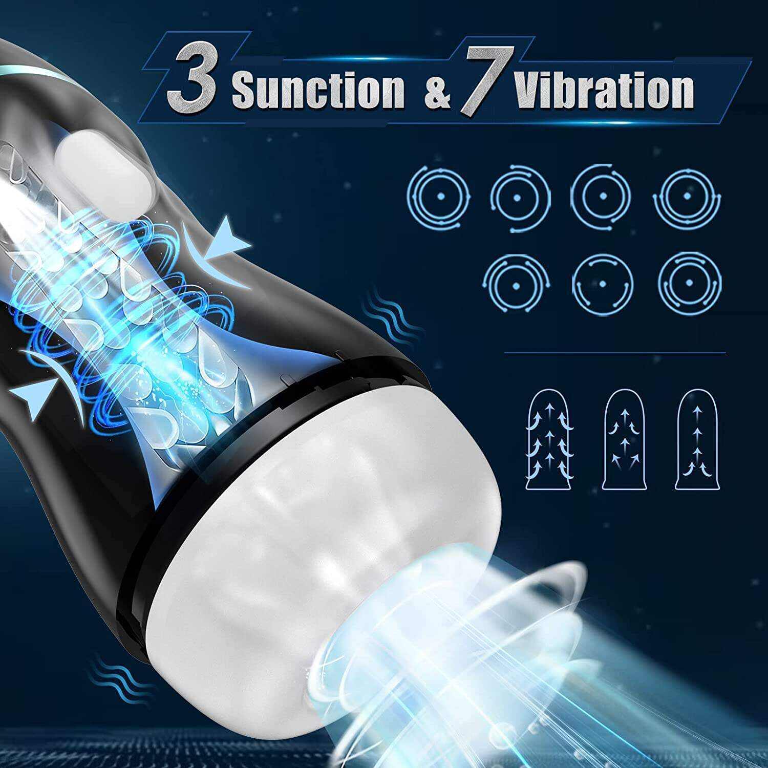 Automatic Sucking Male Masturbators - Upgraded 7 Vibration & Suction Hands Free Pocket Pussy Male Stroker with 3D Realistic Textured, Blowjob Toy Mens Adult Male Sex Toys for Men (Black)