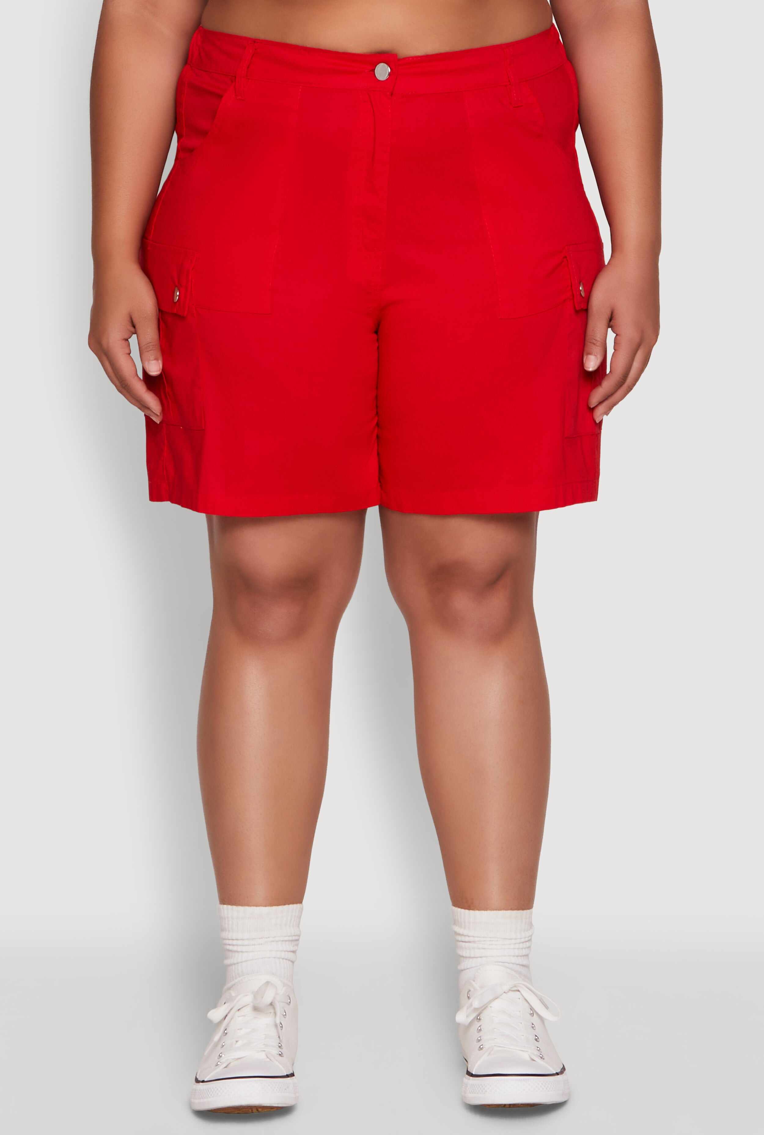 Plus Size Stylish High Waisted Cargo Shorts