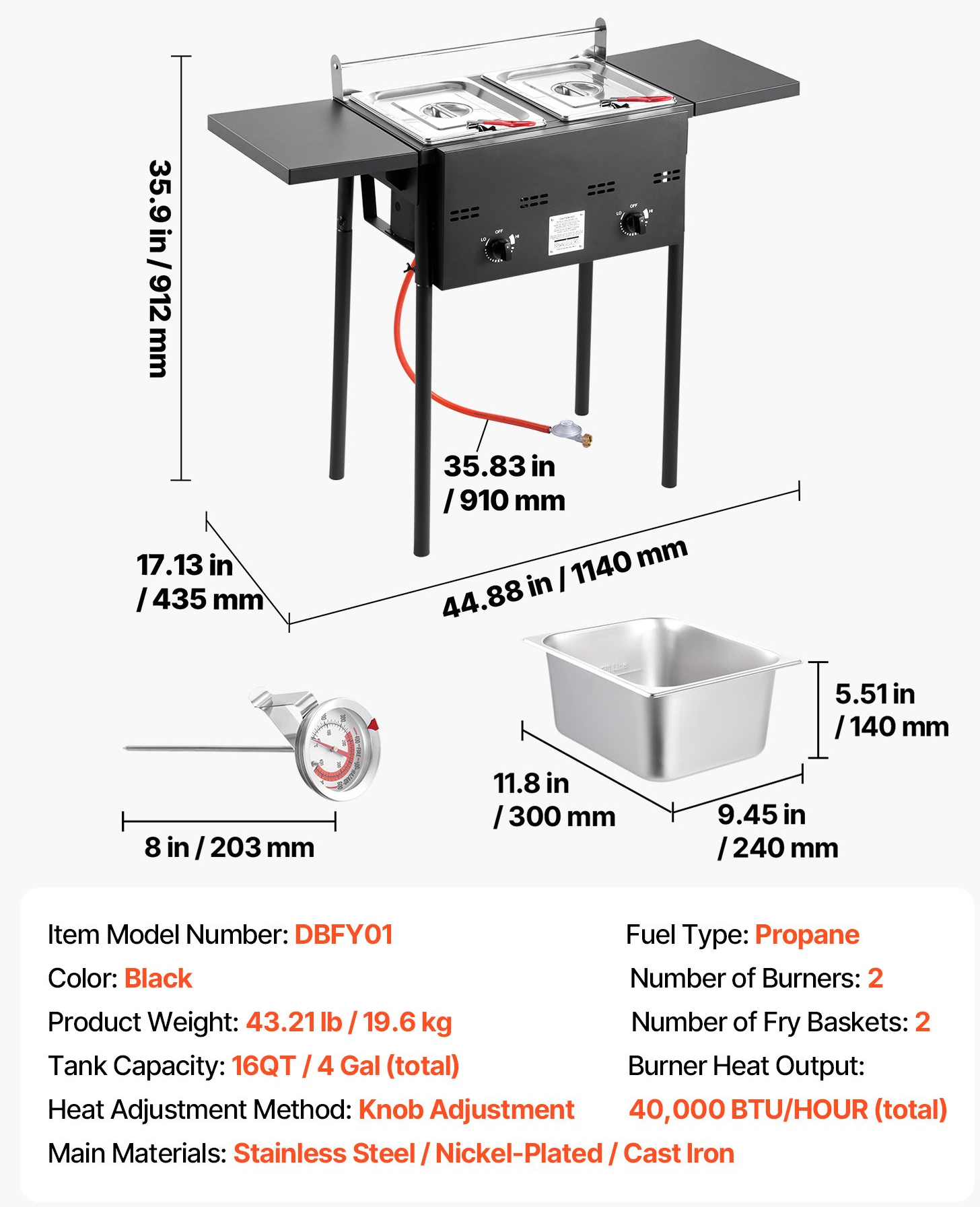 ⚡️Factory wholesale promotion 80% OFF⚡️ Outdoor Propane Deep Fryer, Dual-Tank 8QTx2 Commercial Fryer