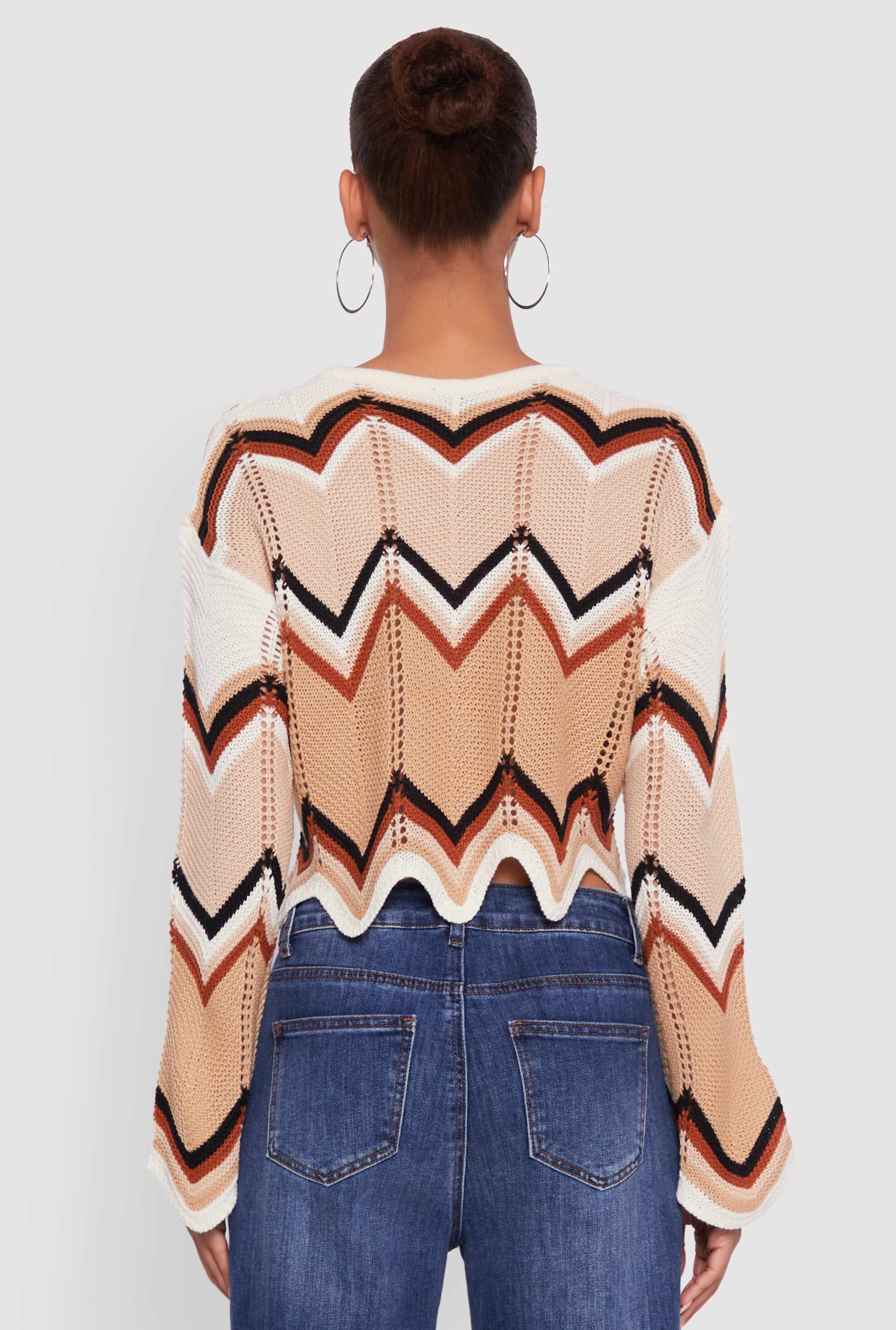 Chevron Crochet Cropped Sweater