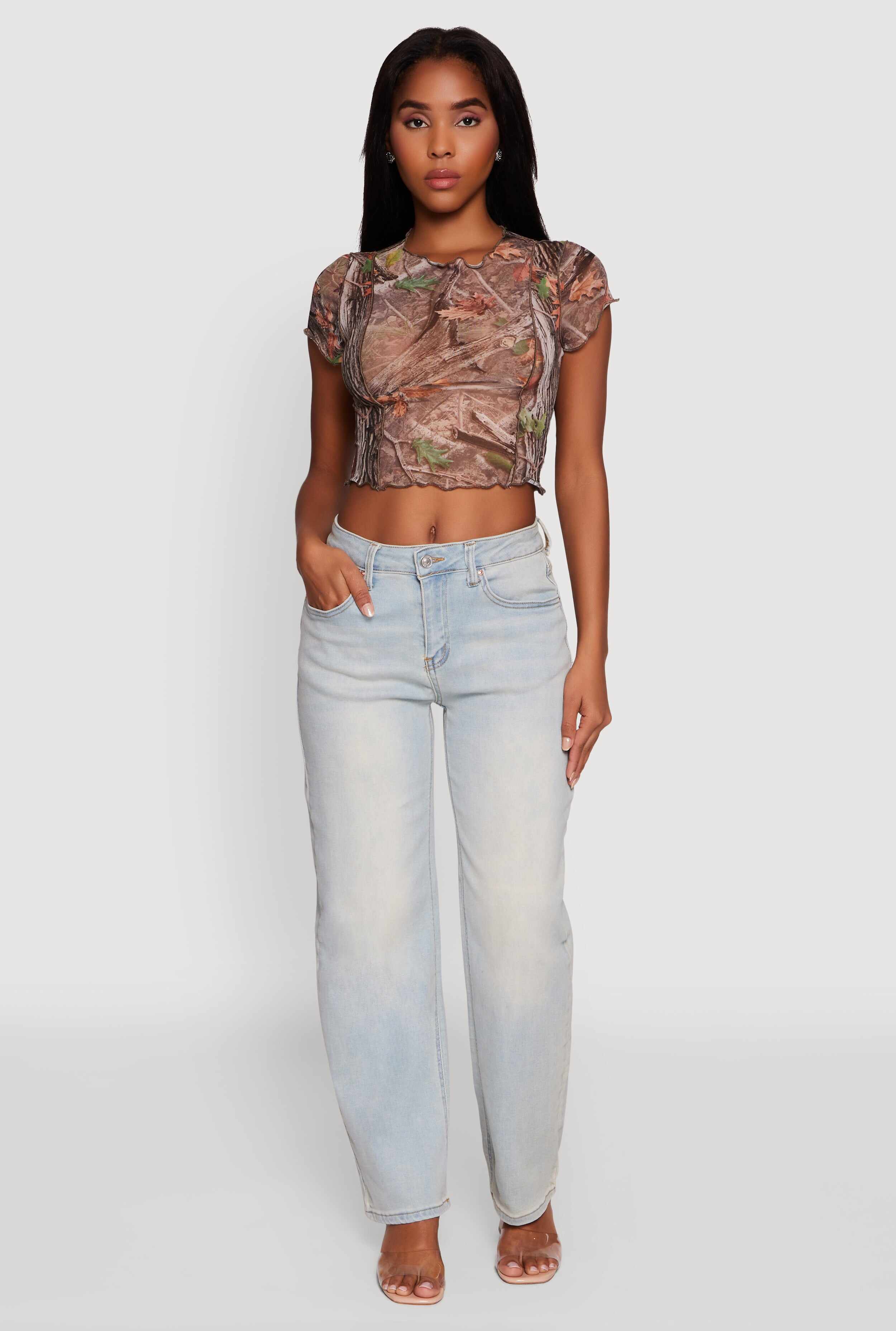Mesh Hunter Camo Print Crop Top