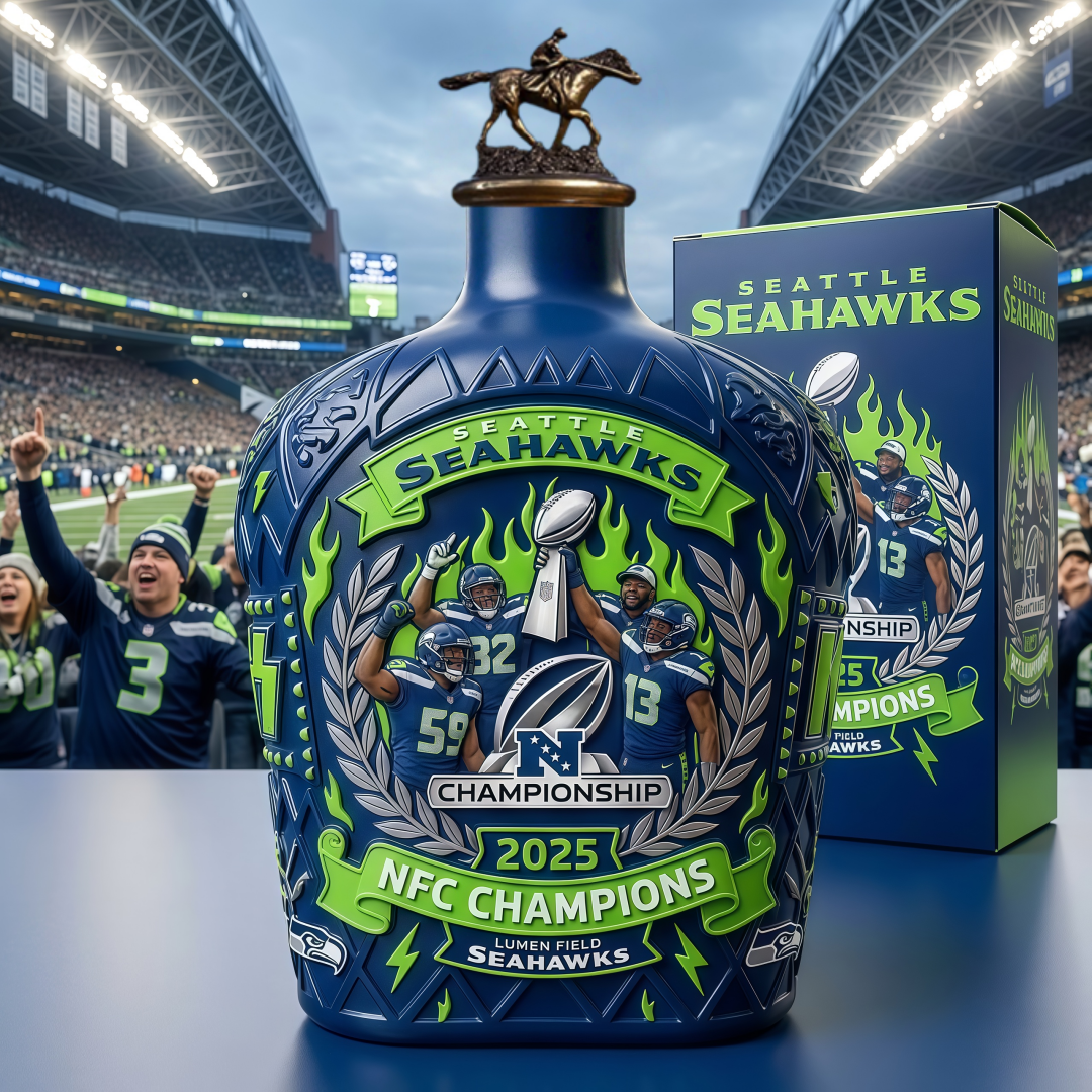 Seattle Seahawks NFC Champions Commemorative Whiskey Bottle
