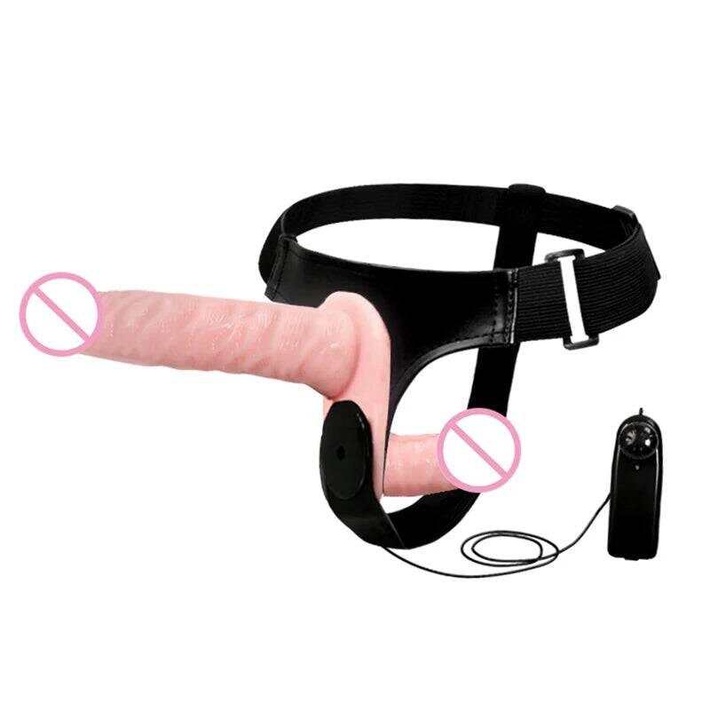 Double Penis Realistic Dildo Vibrator: Ultra Elastic Strap-On Harness for Women - Adult Sex Toy for Lesbians