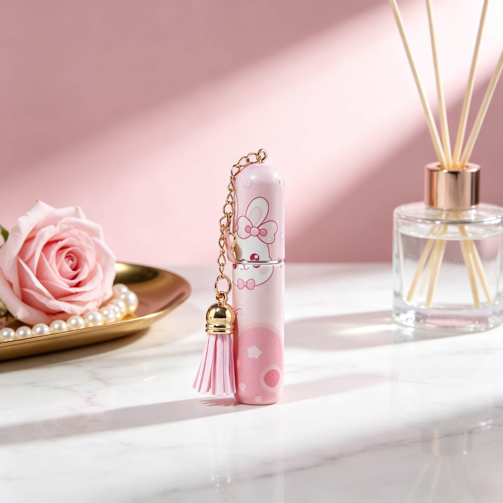 Kawaii Pink Cartoon Rabbit Mini Perfume Spray Bottle With Tassel Charm