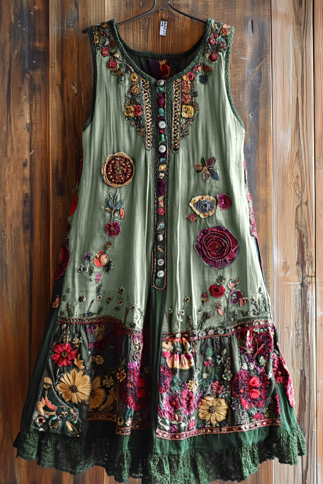 Vintage Floral Lace Patchwork Art Comfy Sleeveless Dress