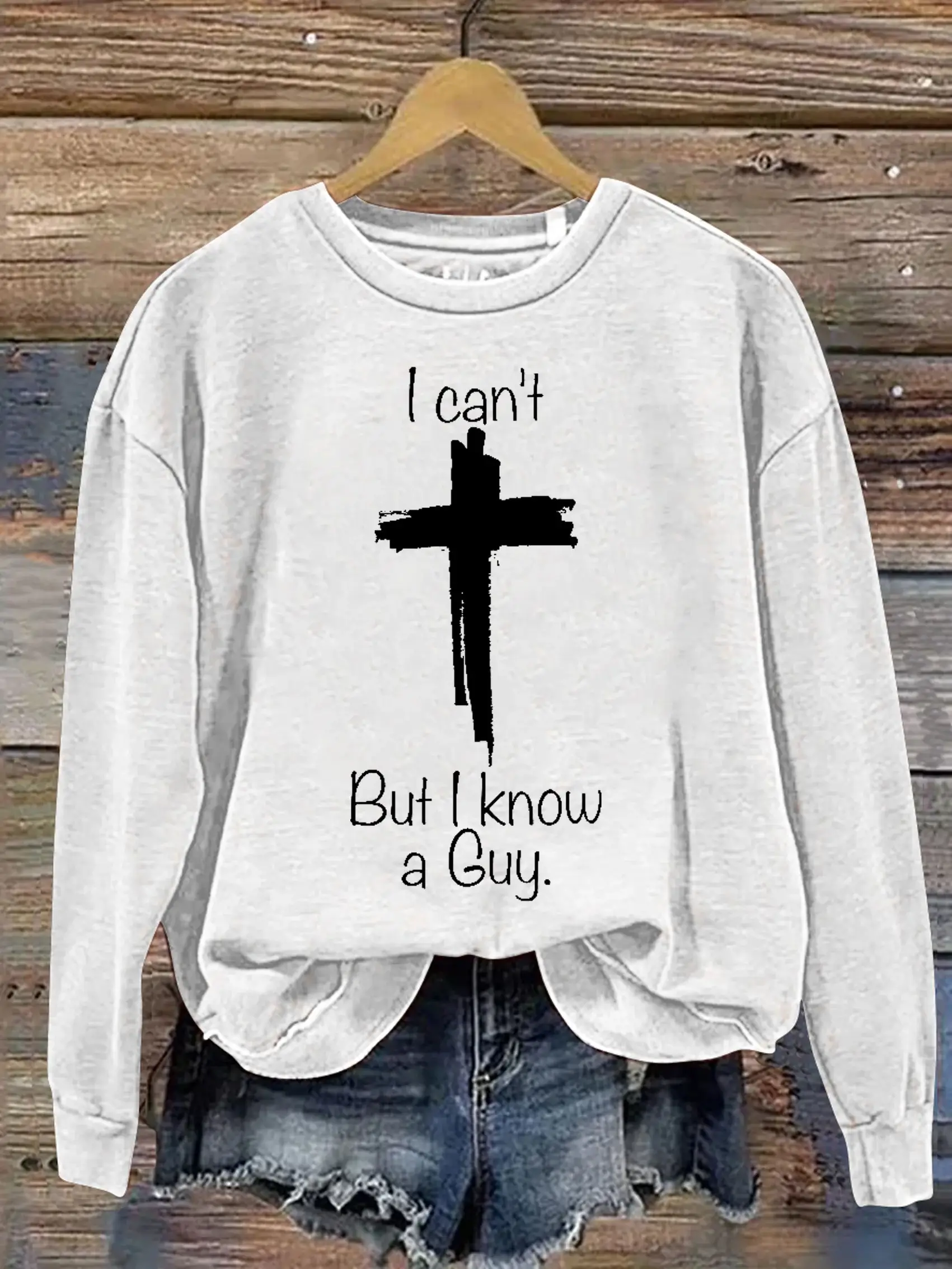 Unisex Women's Men's I Can't But I Know A Guy Verse Religious Faith Outfit Church Christian Print Casual Hoodie