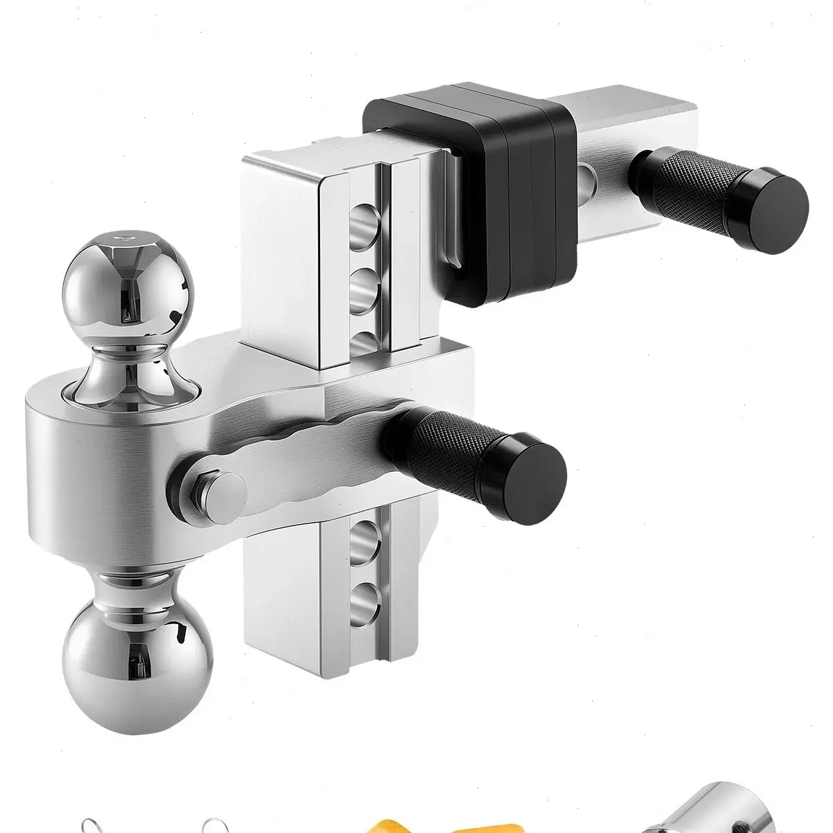 Adjustable Trailer Hitch,  8-Inch Drop Hitch, Tri-Ball Mount for 2.5-Inch Hitch Receiver, Trailer Ball Size 1-7/8