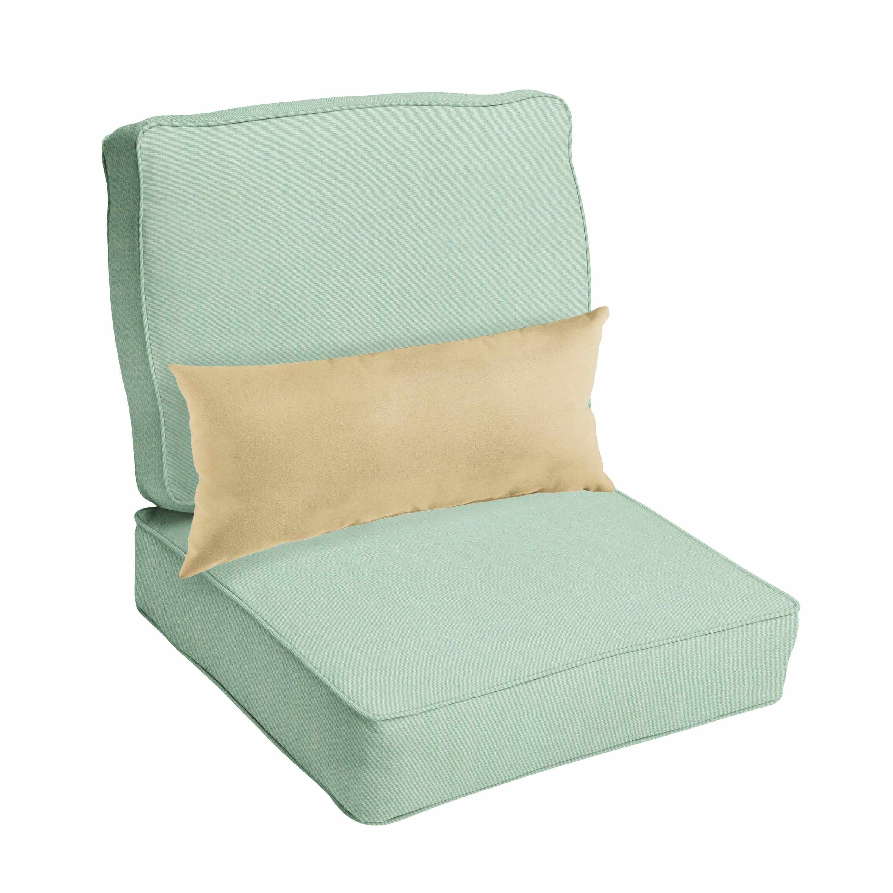 Sorra Home Oakley Sunbrella Solid Indoor/ Outdoor Corded Chair Cushion Set and Lumbar Pillow