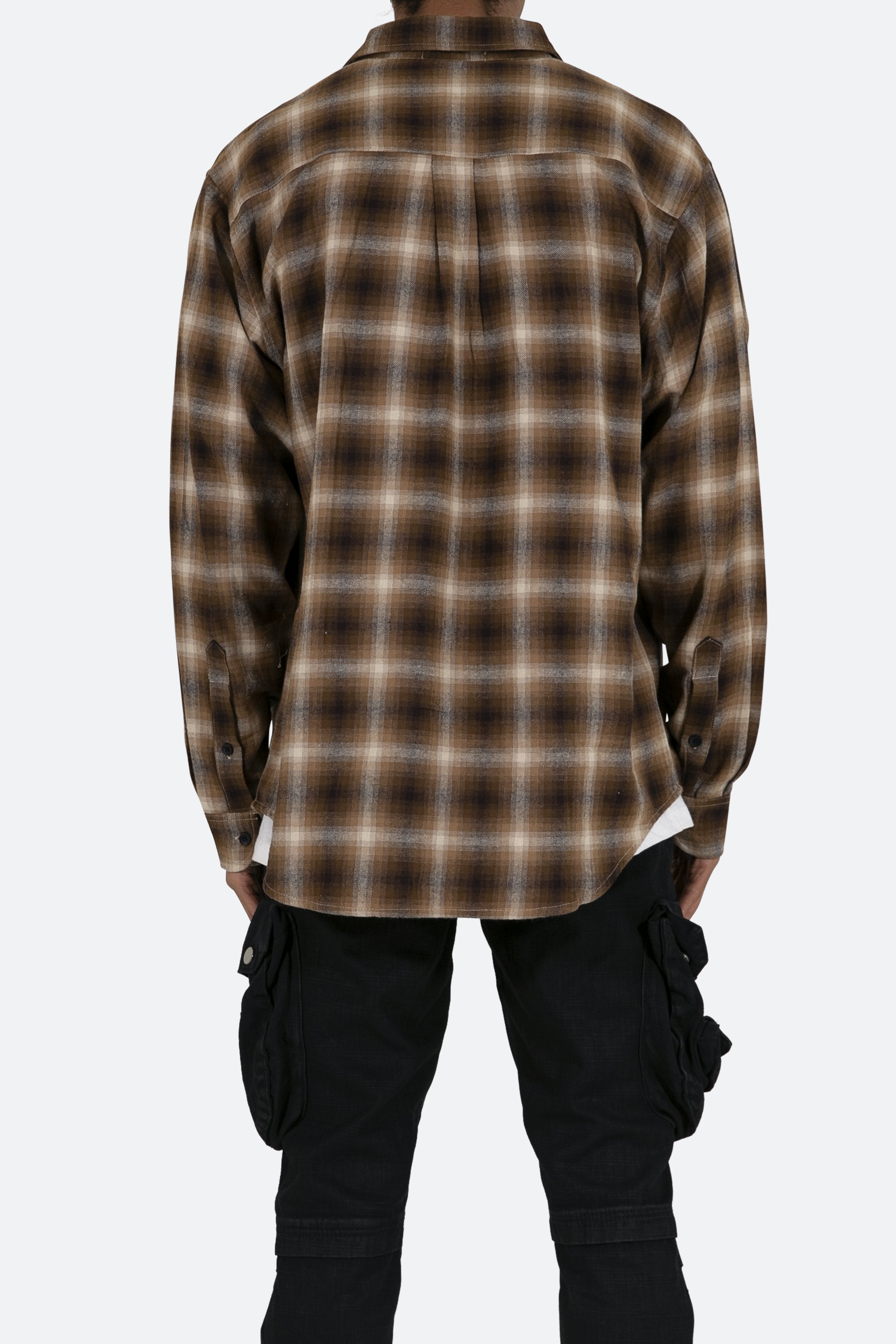 Rhinestone Skeleton Flannel Shirt - Brown