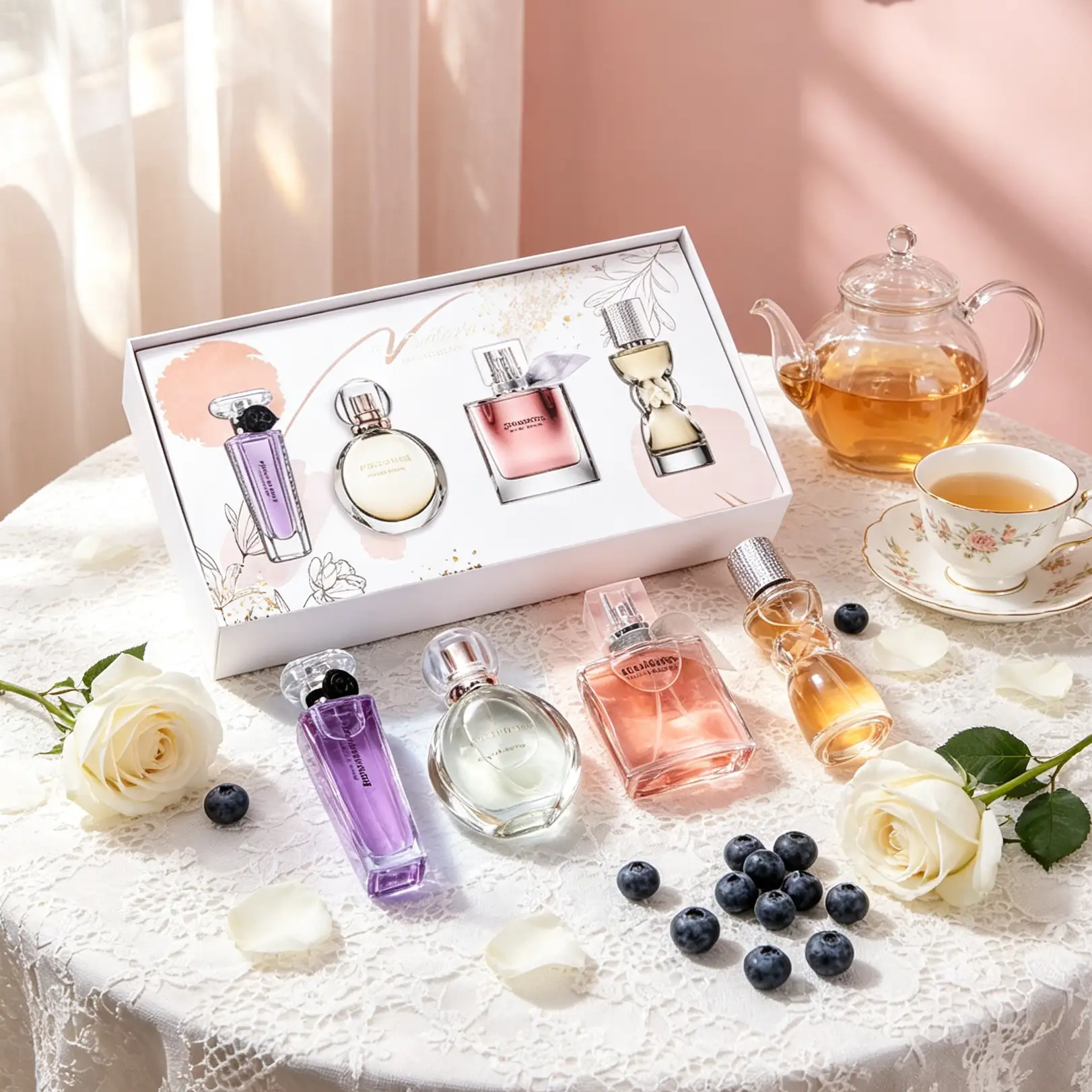 4 pcs 25ml Floral Women Eau de Parfum Gift Set,Aesthetic Perfume Box Gift