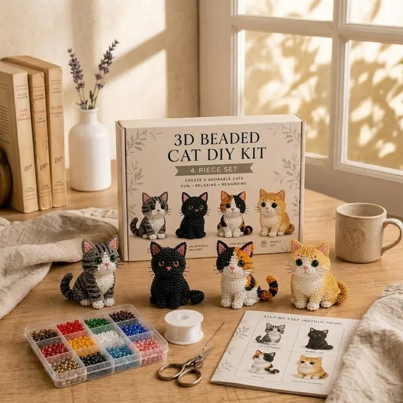 🐾 3D Beaded Cat DIY Kit
