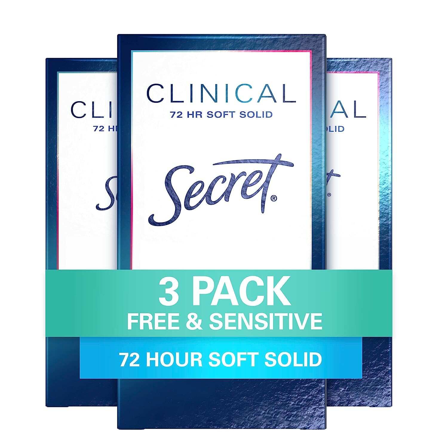 Secret Clinical Strength Antiperspirant and Deodorant Women, Soft Solid Stress Response, 72 Hr Sweat Protection, 1.6 oz (Pack of 3)