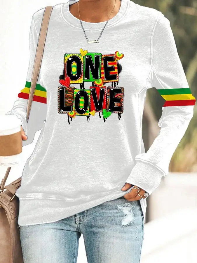 Reggae Music Print Casual  Sweatshirt