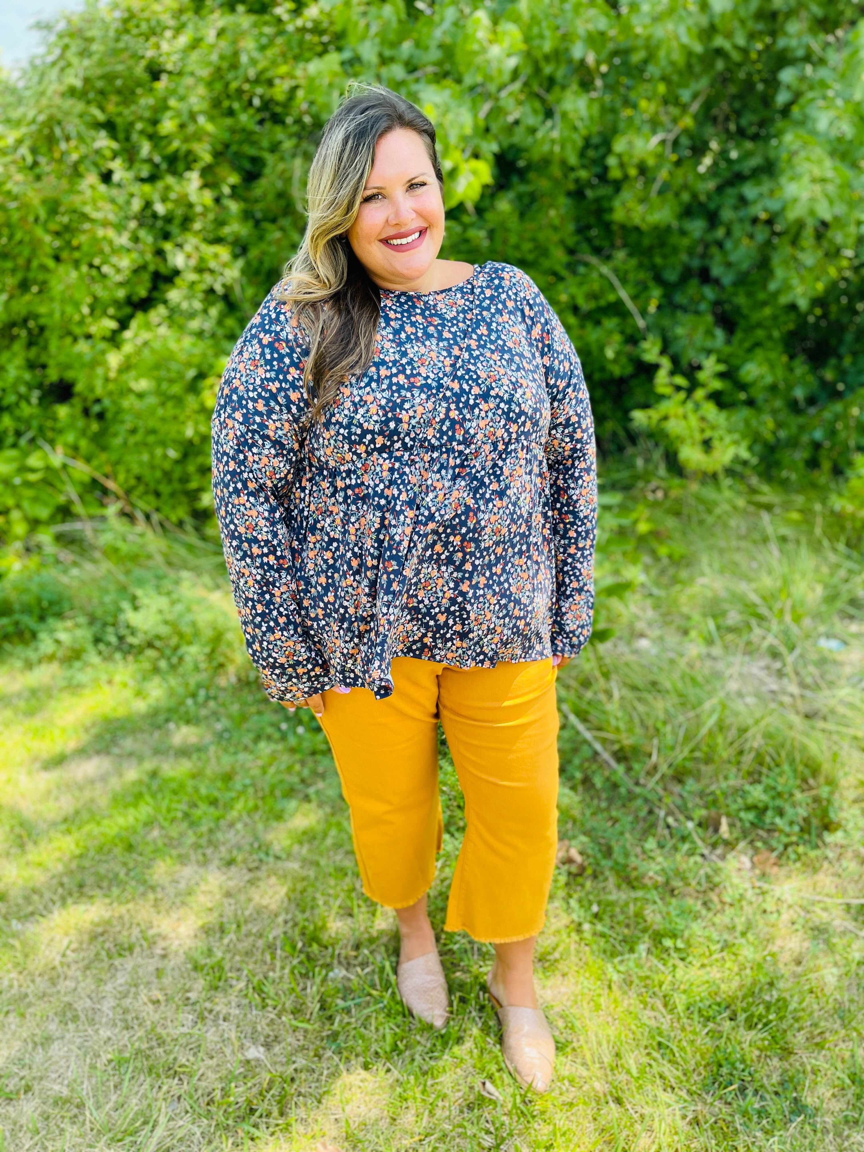 Plus/Reg Far And Wide Leg Mustard Jeans
