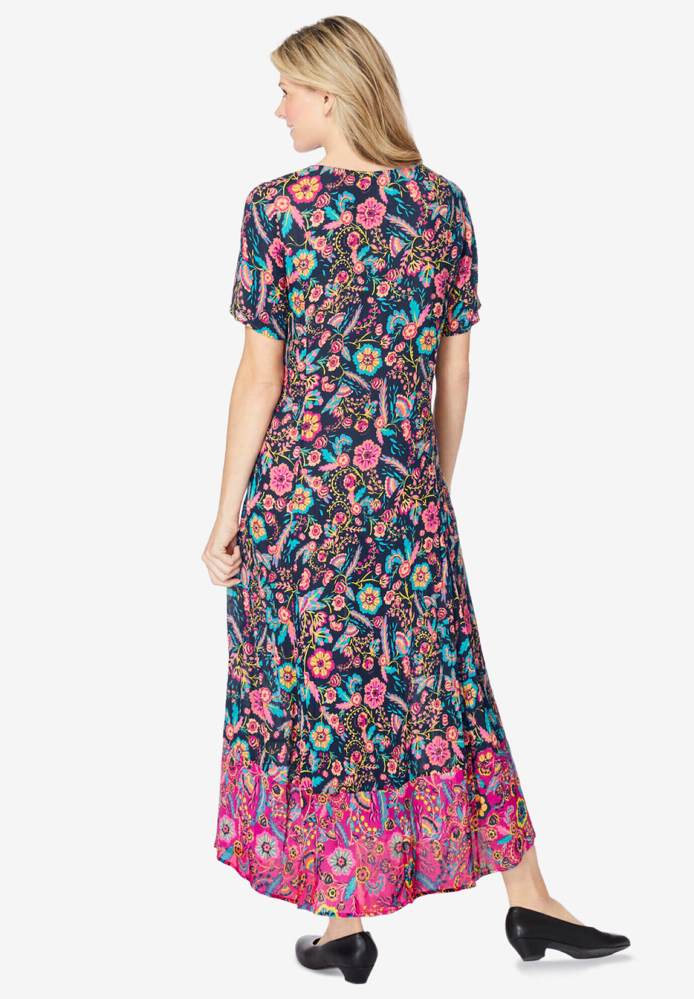 Short-Sleeve Crinkle Dress
