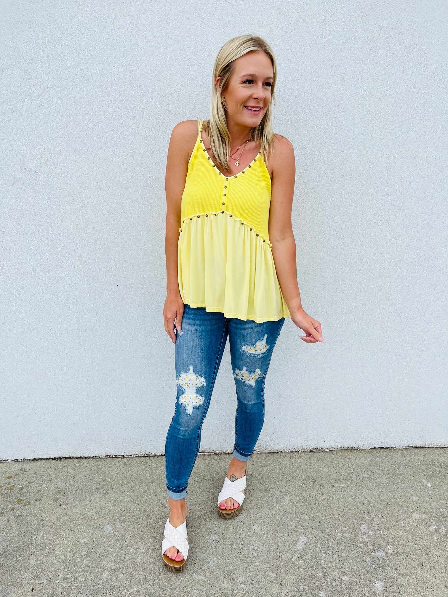 PLUS/REG You're My Main Squeeze Lemon Patch Skinny Jeans