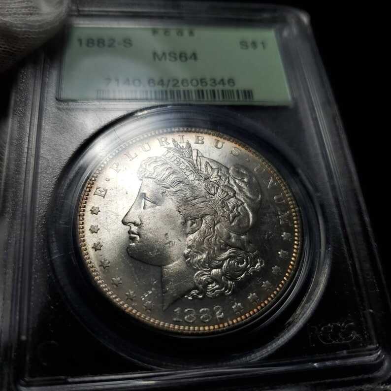1882  S  MS 64  Silver Morgan Dollar- PCGS  Silver  Coin . Beautiful Color  Lot # 262