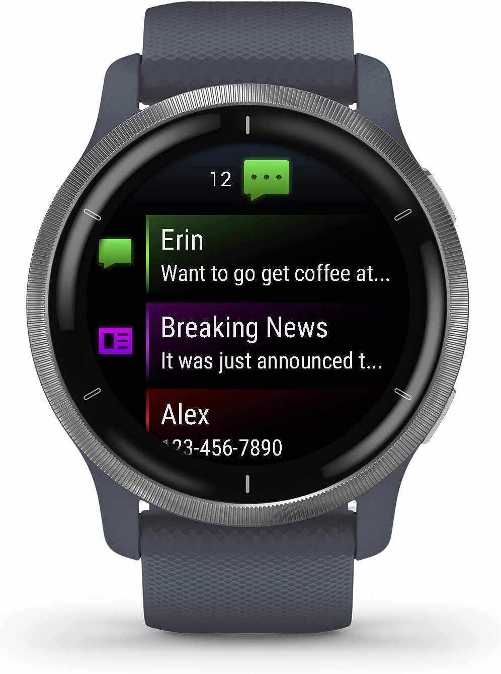 Garmin Venu 2, GPS Smartwatch with Advanced Health Monitoring and Fitness Features, Slate Bezel with Black Case and Silicone Band , 27.9 mm