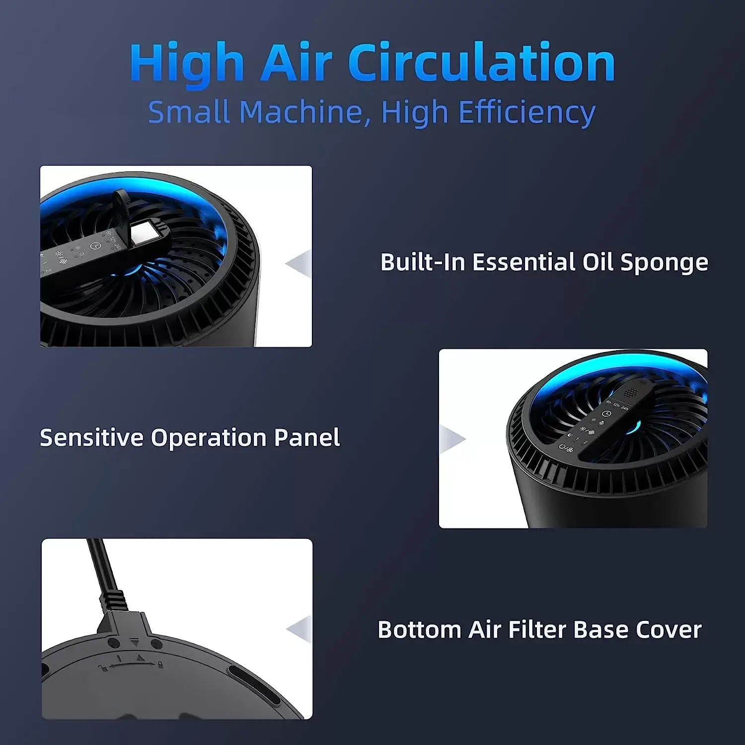 AROEVE Air Purifiers for Home, HEPA Air Purifiers Air Cleaner For Smoke Pollen Dander Hair Smell Portable Air Purifier with Sleep Mode Speed Control For Bedroom Office Living Room, MK01- White