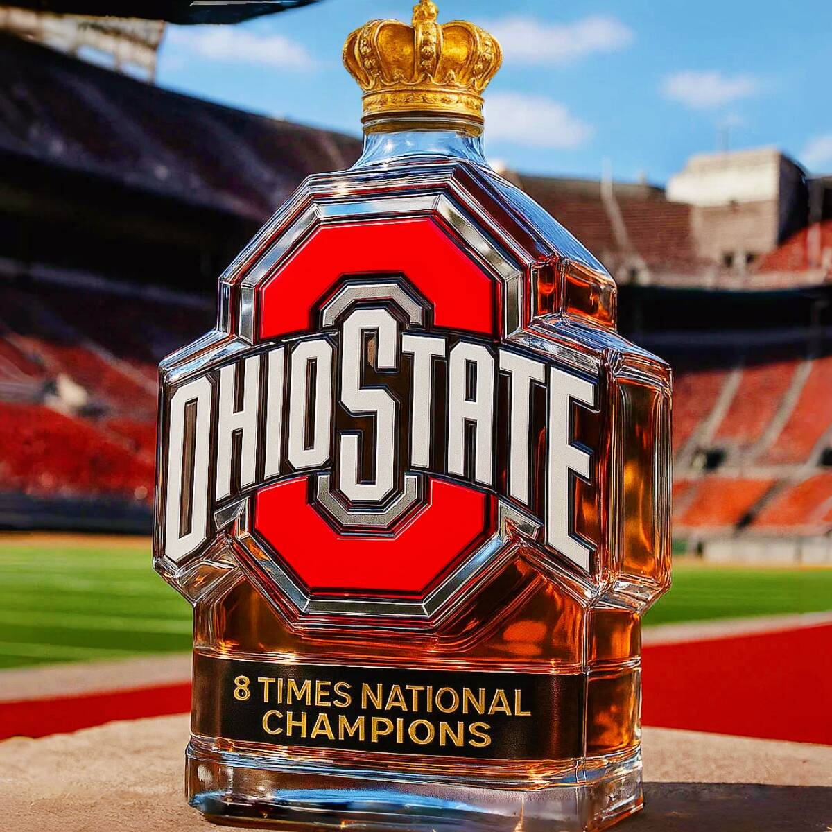 Ohio State Buckeyes 8-Time National Champion Whiskey Bottle