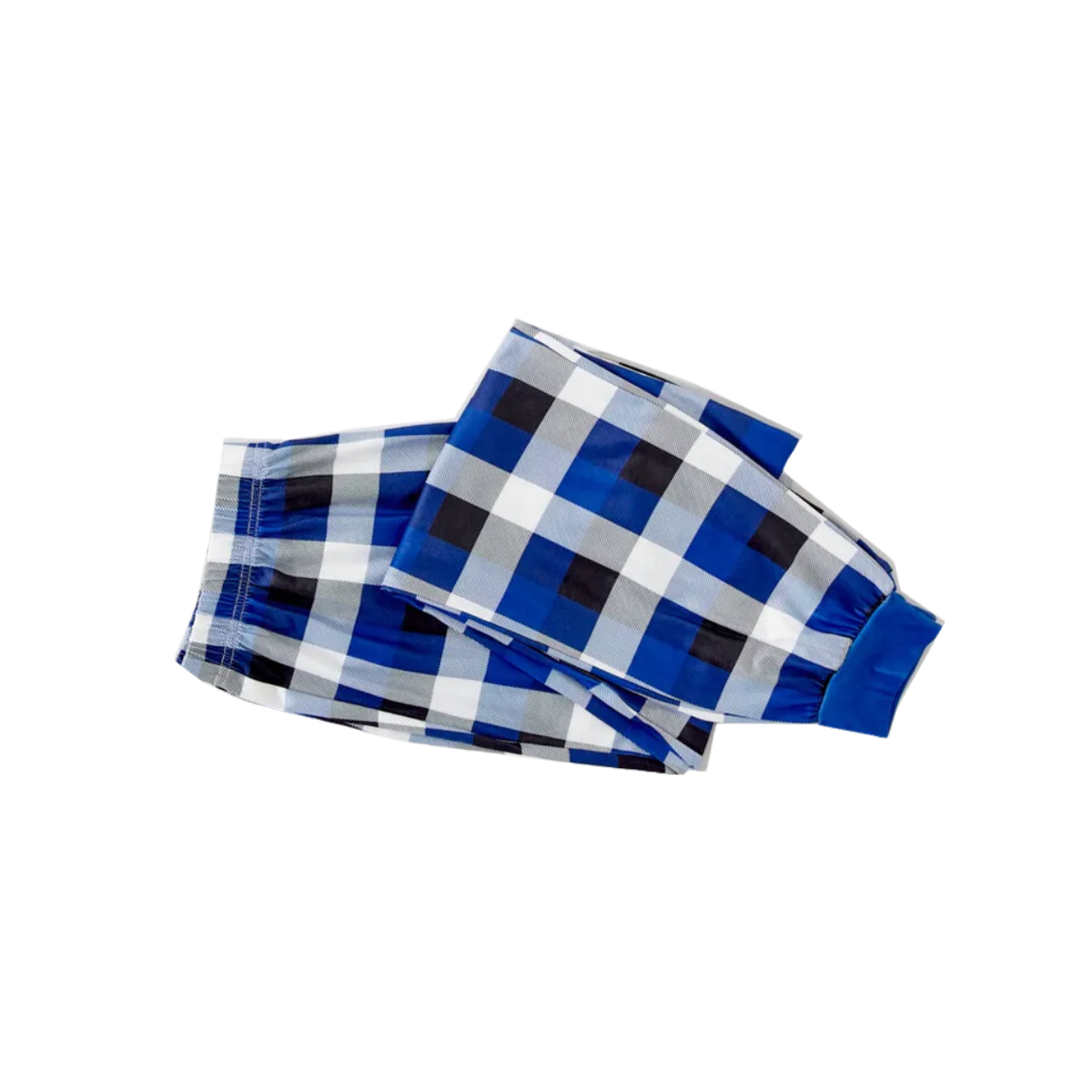 Christmas Lollipop Jesus White Letter Prints Contrast Blue Long Sleeve with Blue and White Plaid Pants Family Matching Pajamas