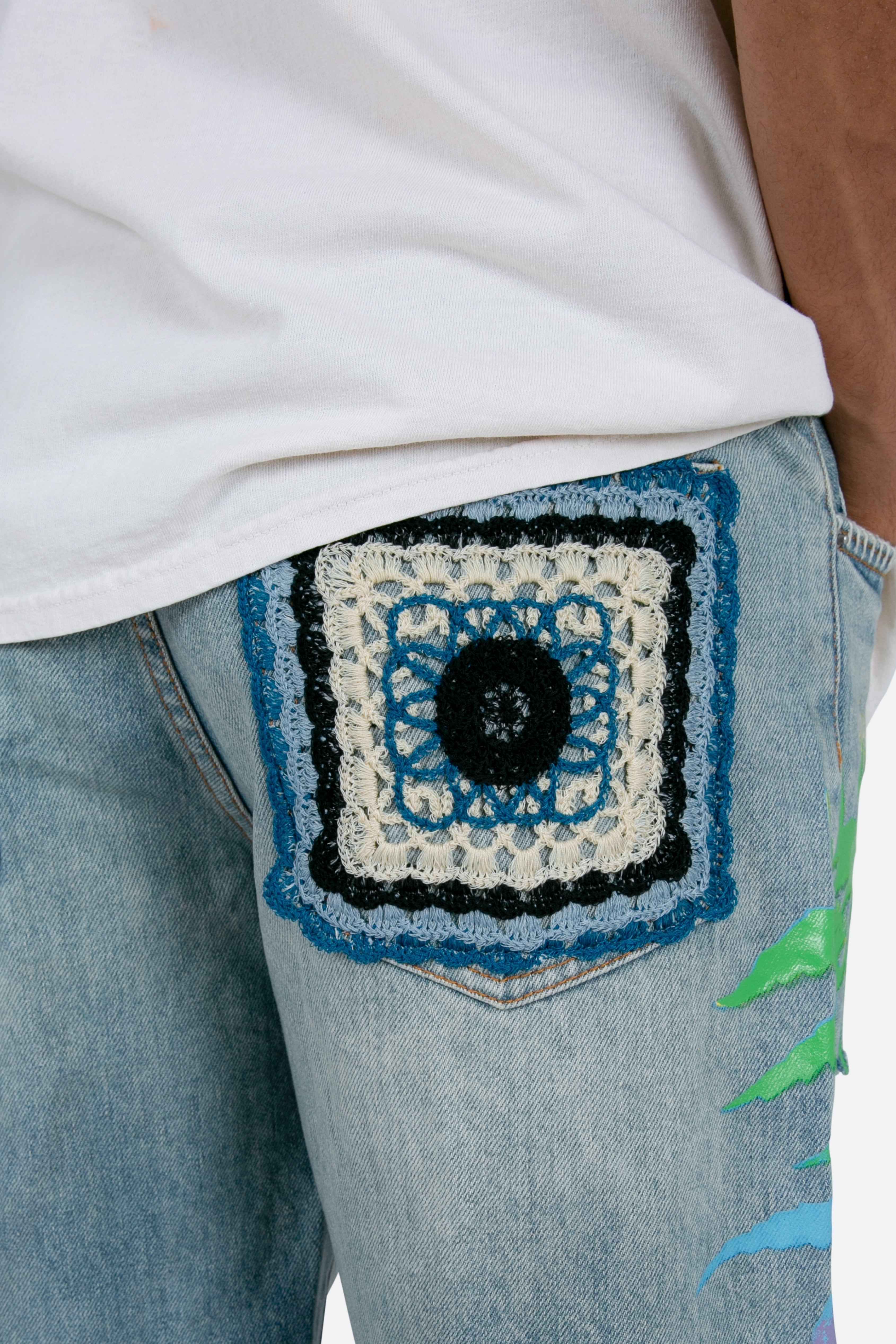 R468 Palm Denim Shorts - Light Blue