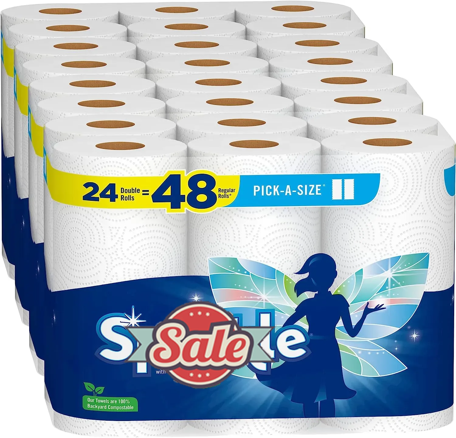 Sparkle® Pick-A-Size® Paper Towels, 24 Double Rolls = 48 Regular Rolls