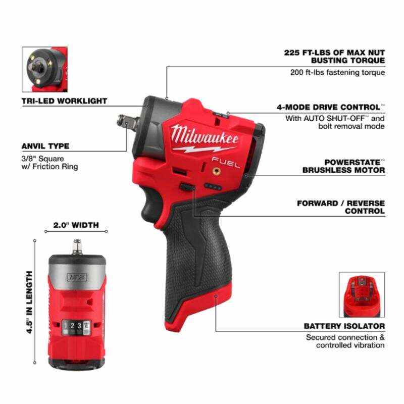 M12 FUEL™ 3/8” impact wrench Subcompact 3049-20 with (2) FREE 3.0 Batteries!