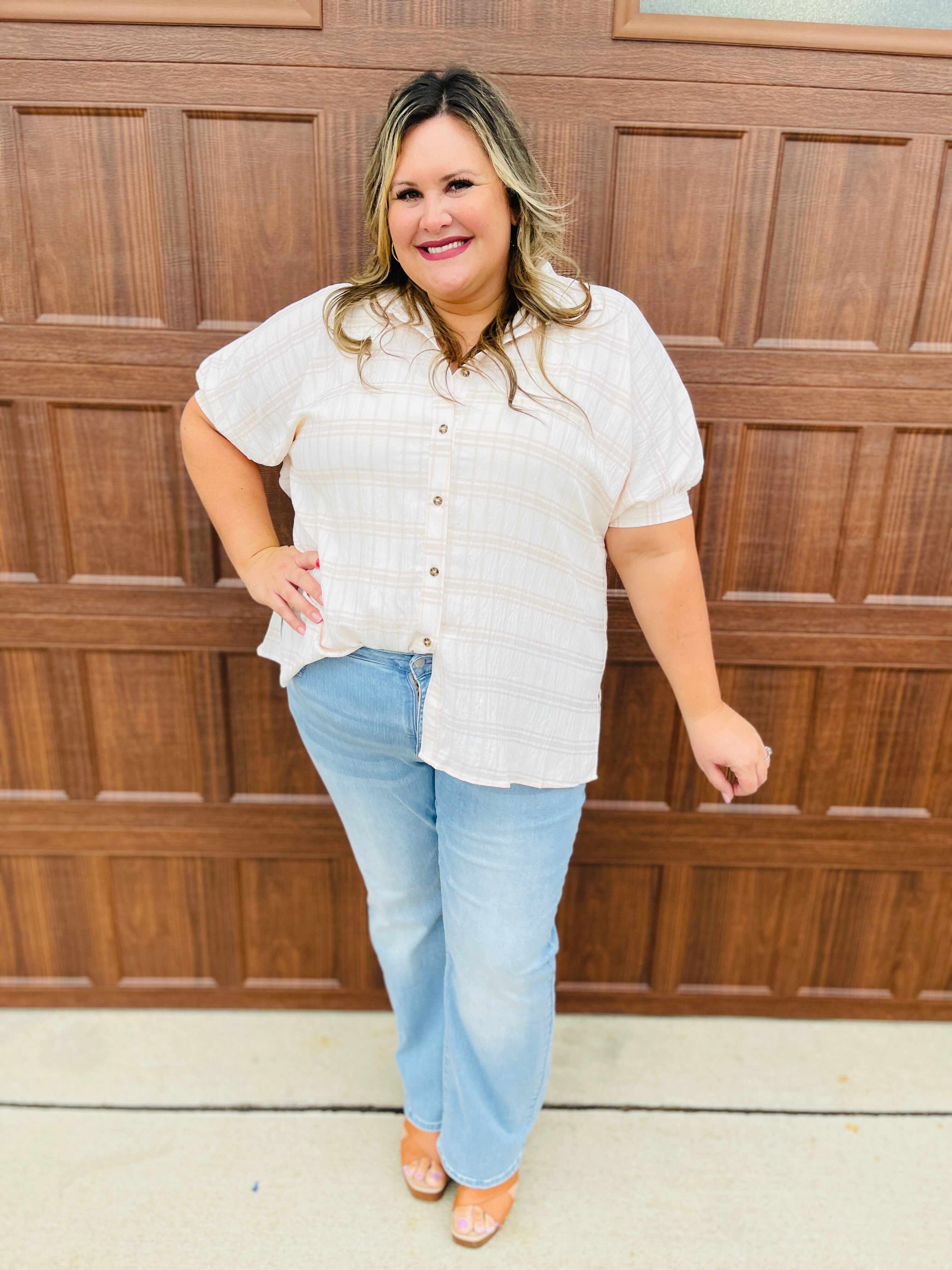 RESTOCK!  REG/CURVY Out of Pocket Love Lavender Stitching Wide Leg Jeans