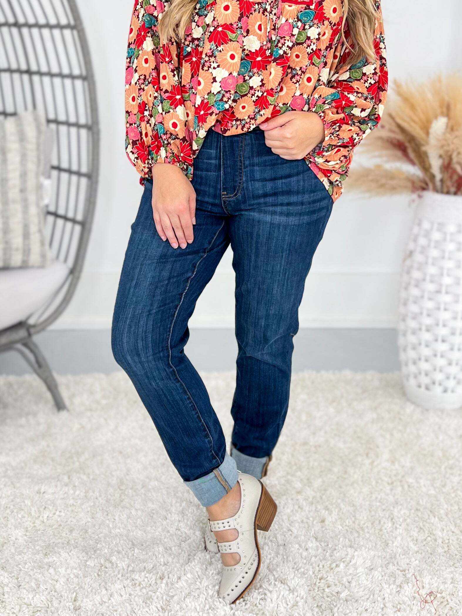 Shake It Off - Christmas Pull On Double Cuff Slim Jeans- Final Sale