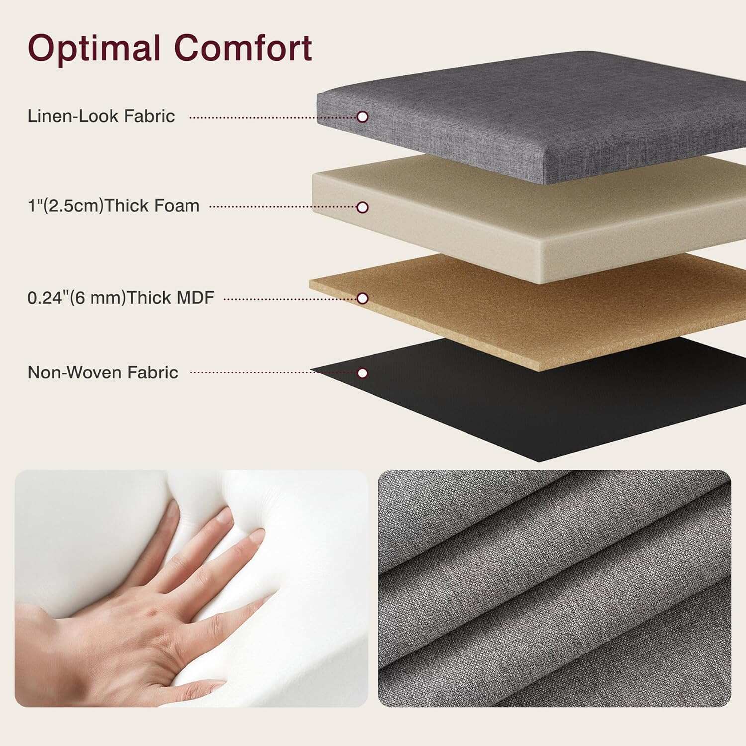 VECELO 43'' Folding Storage Ottoman Bench