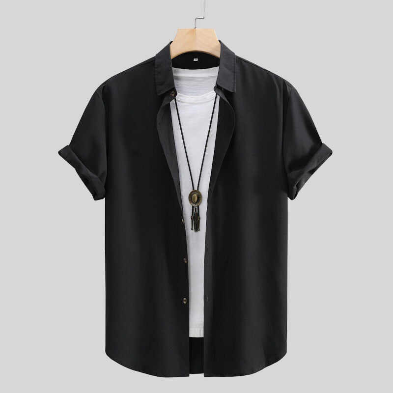 Men's Short-sleeved Shirt Solid Color Summer