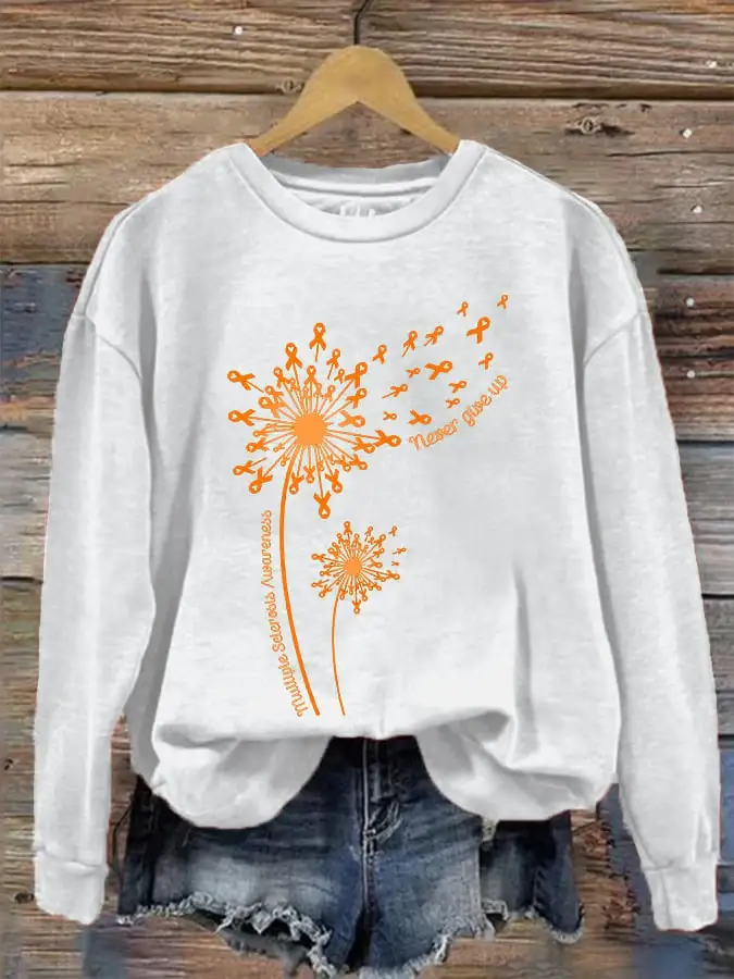 Women's Dandelion Multiple Sclerosis Awareness Never Give Up Sweatshirt
