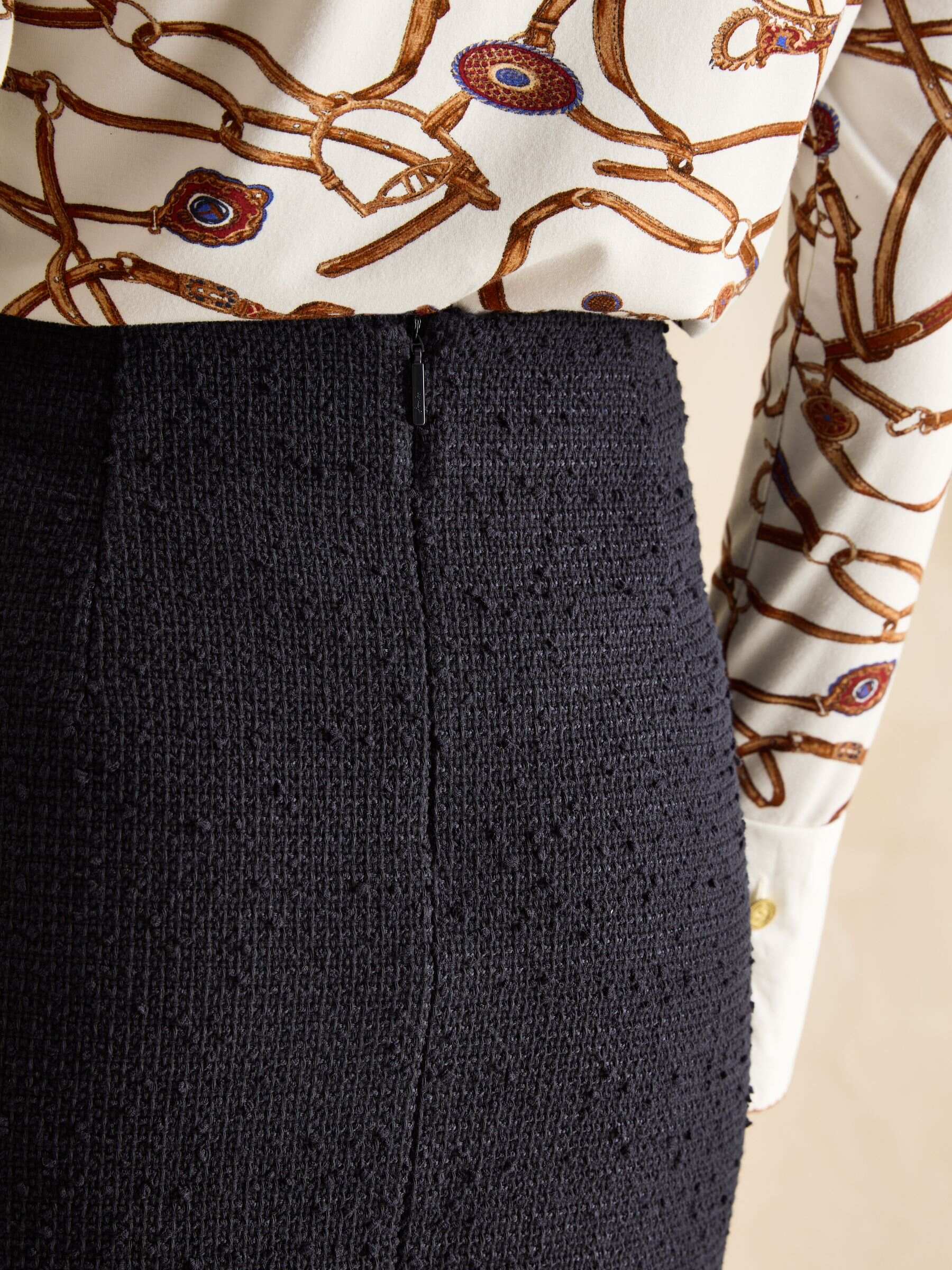 Celeste Navy Bouclé A-Line Skirt
