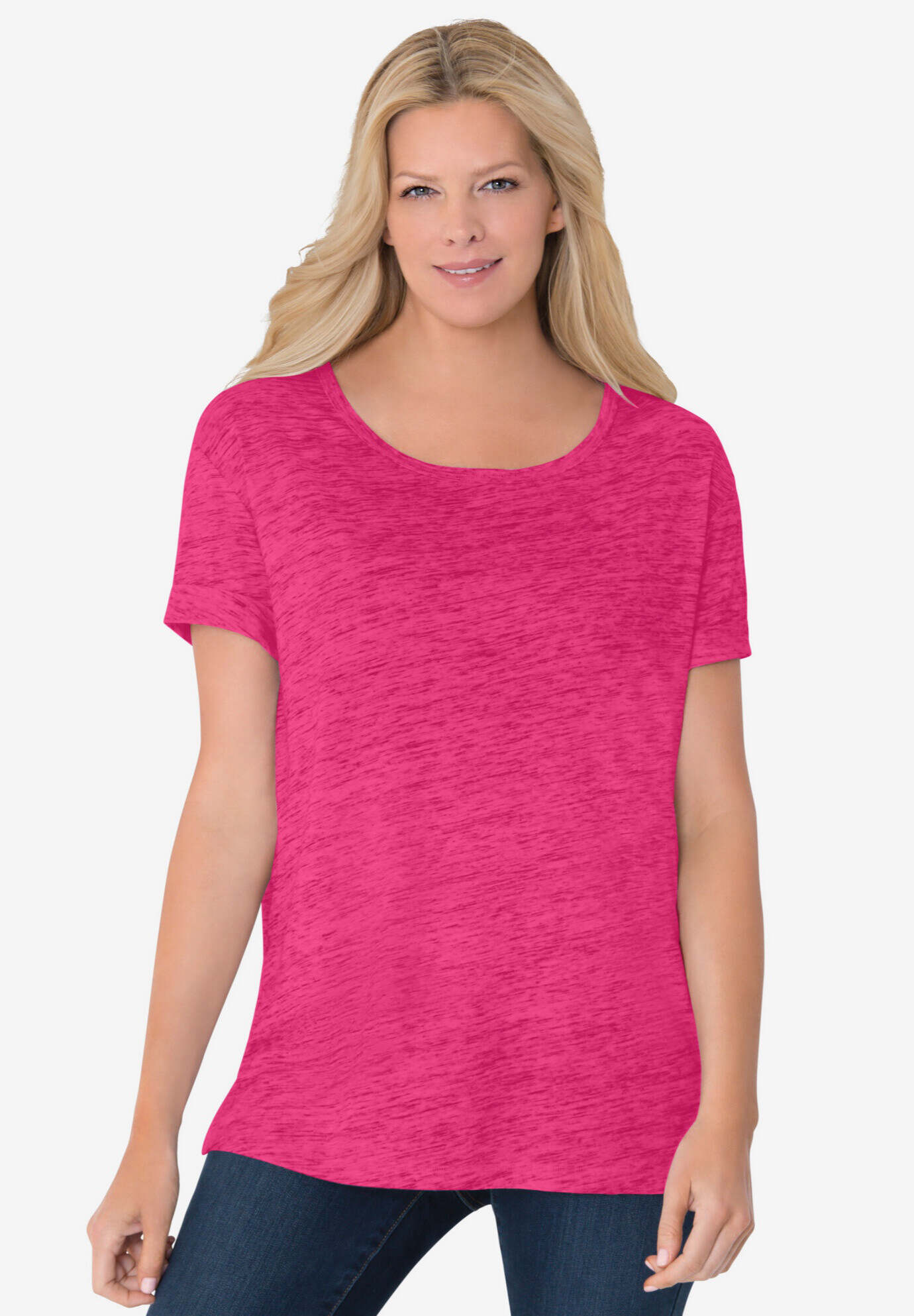 Marled Cuffed-Sleeve Tee