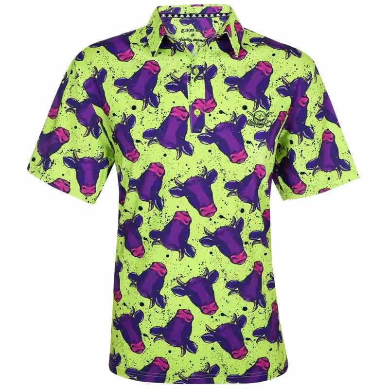 Party Animal Cool-Stretch Men's Golf Shirt (Cow)