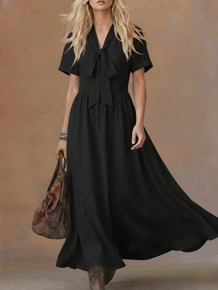 🔥Summer Arrivals🌟Comfortable Linen And Cotton Tie-waist Dress