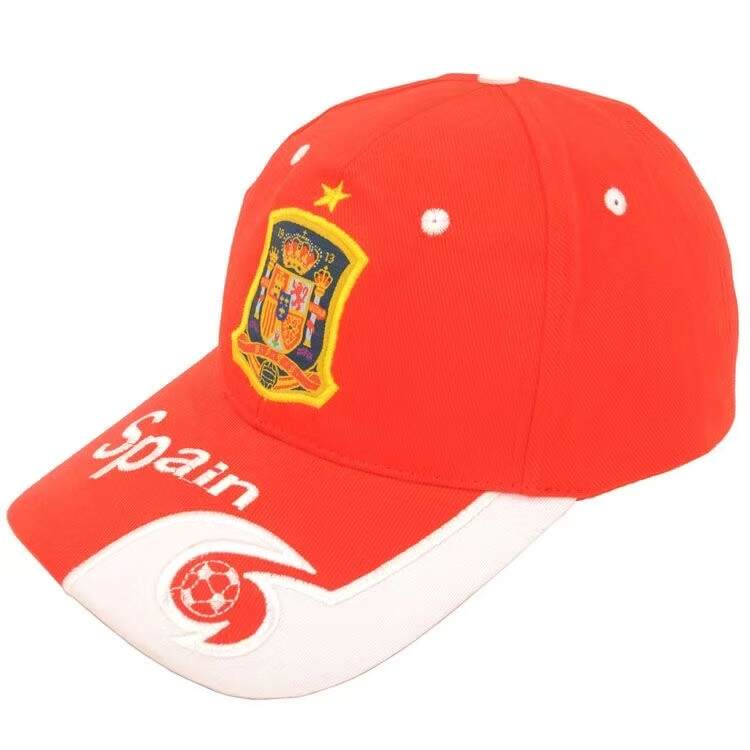 Spain Inspired Football Fan Baseball Cap, Red White Casual Sports Hat