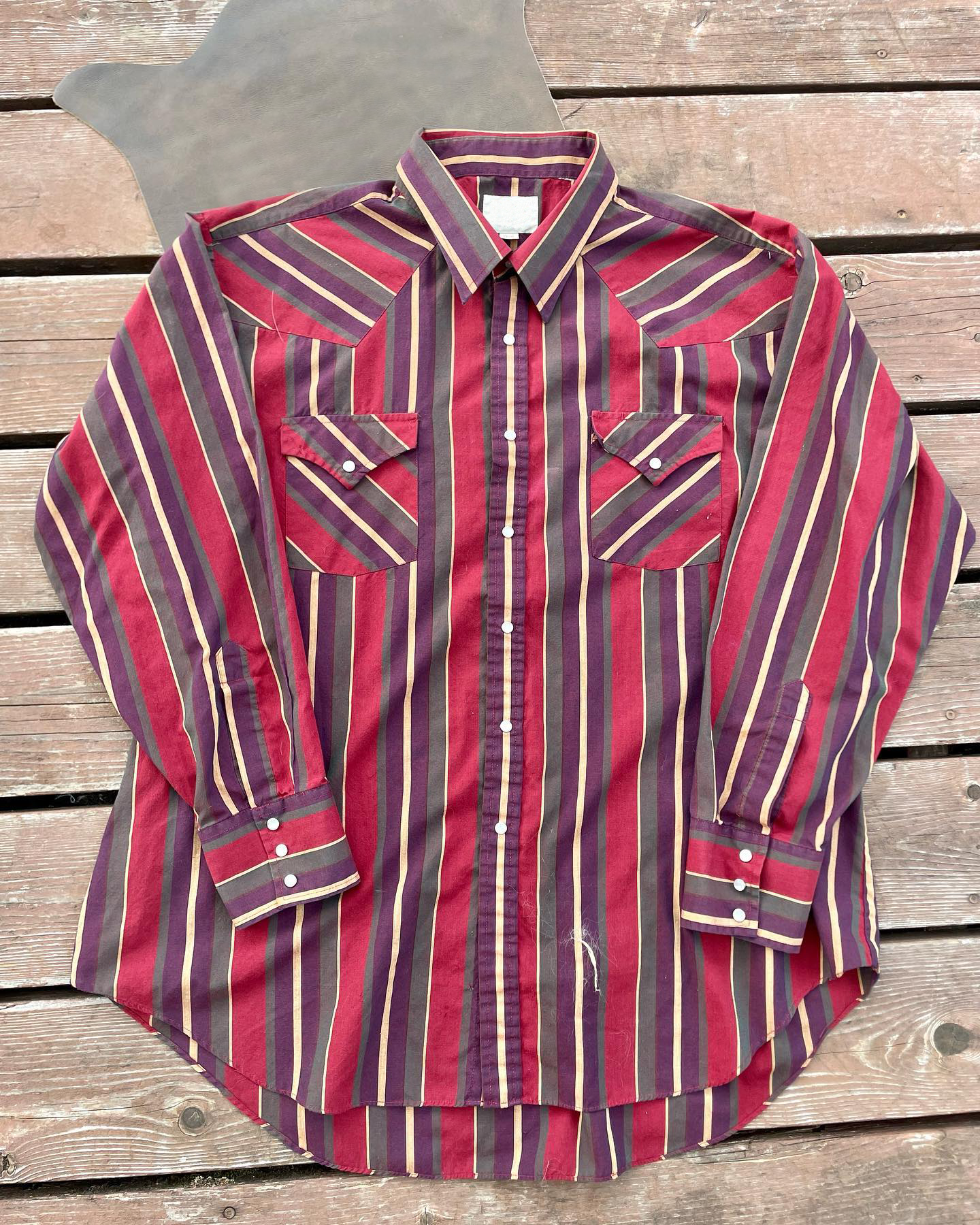 Men's Fashionable Casual Western Red Purple Striped Shirt