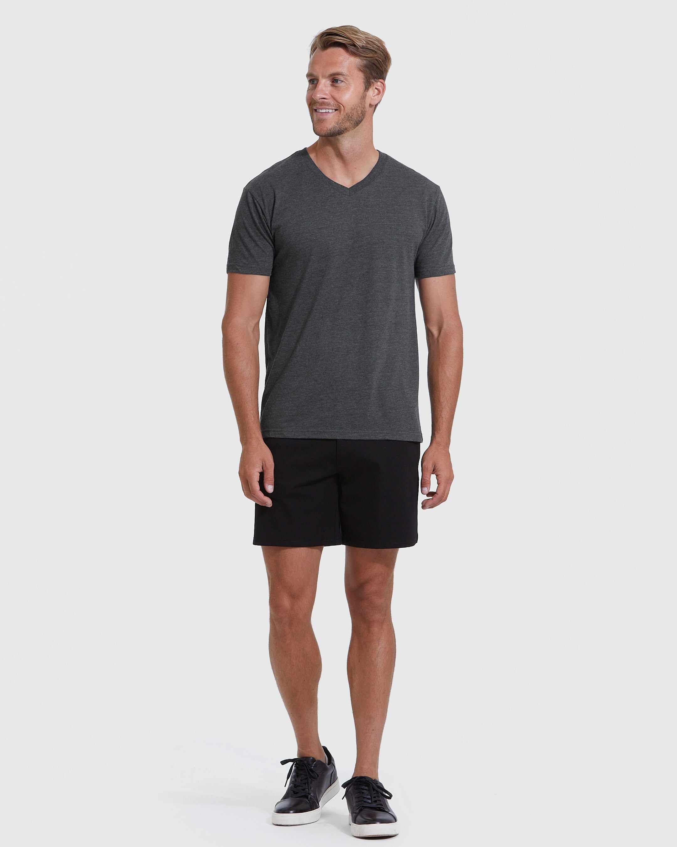 Charcoal Heather Gray V-Neck Tee