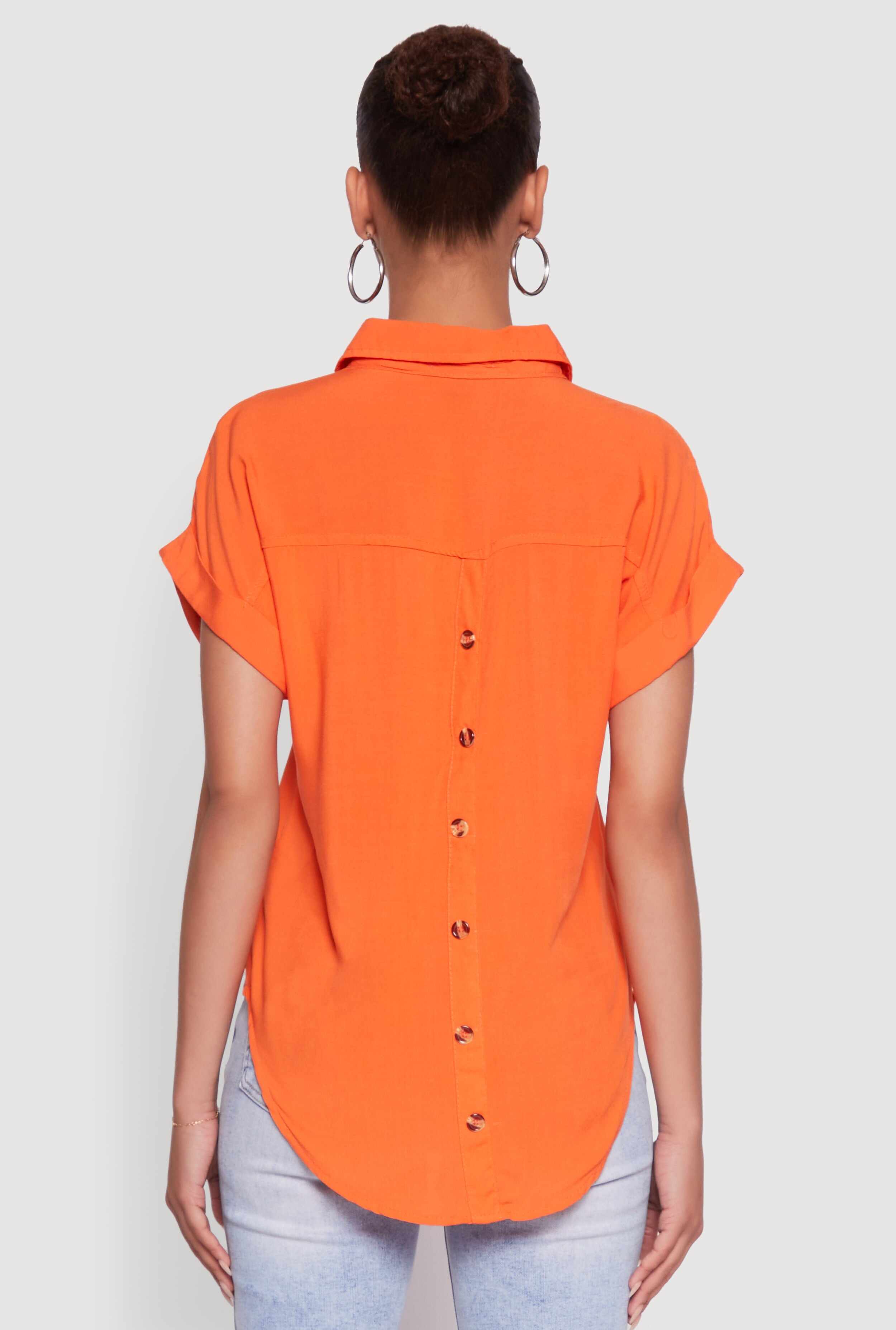 Fixed Cuff High Low Button Front Shirt