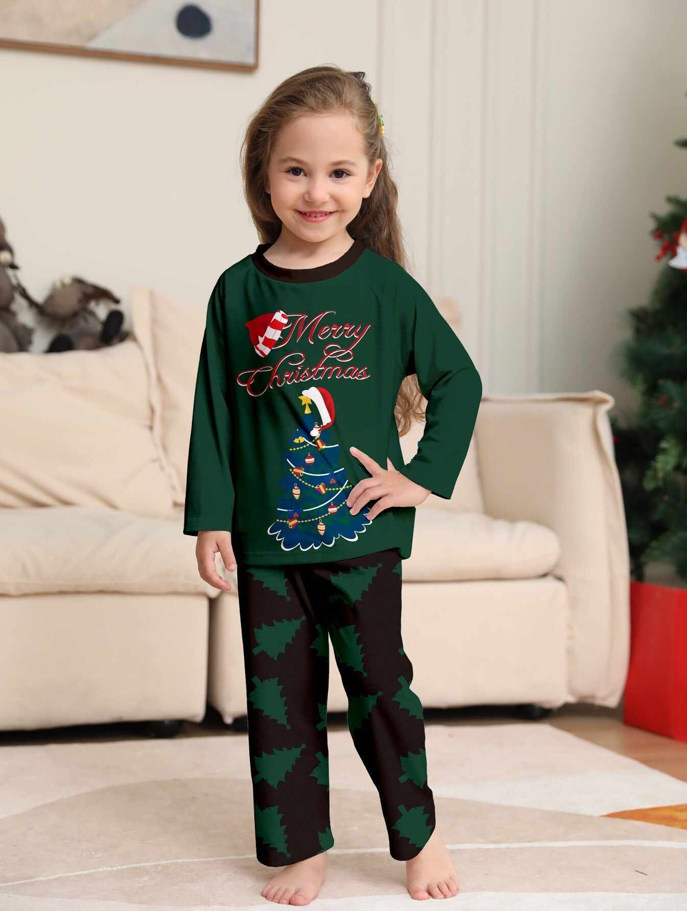 Christmas Tree Monogrammed Holiday Parent-Child Pajama Set