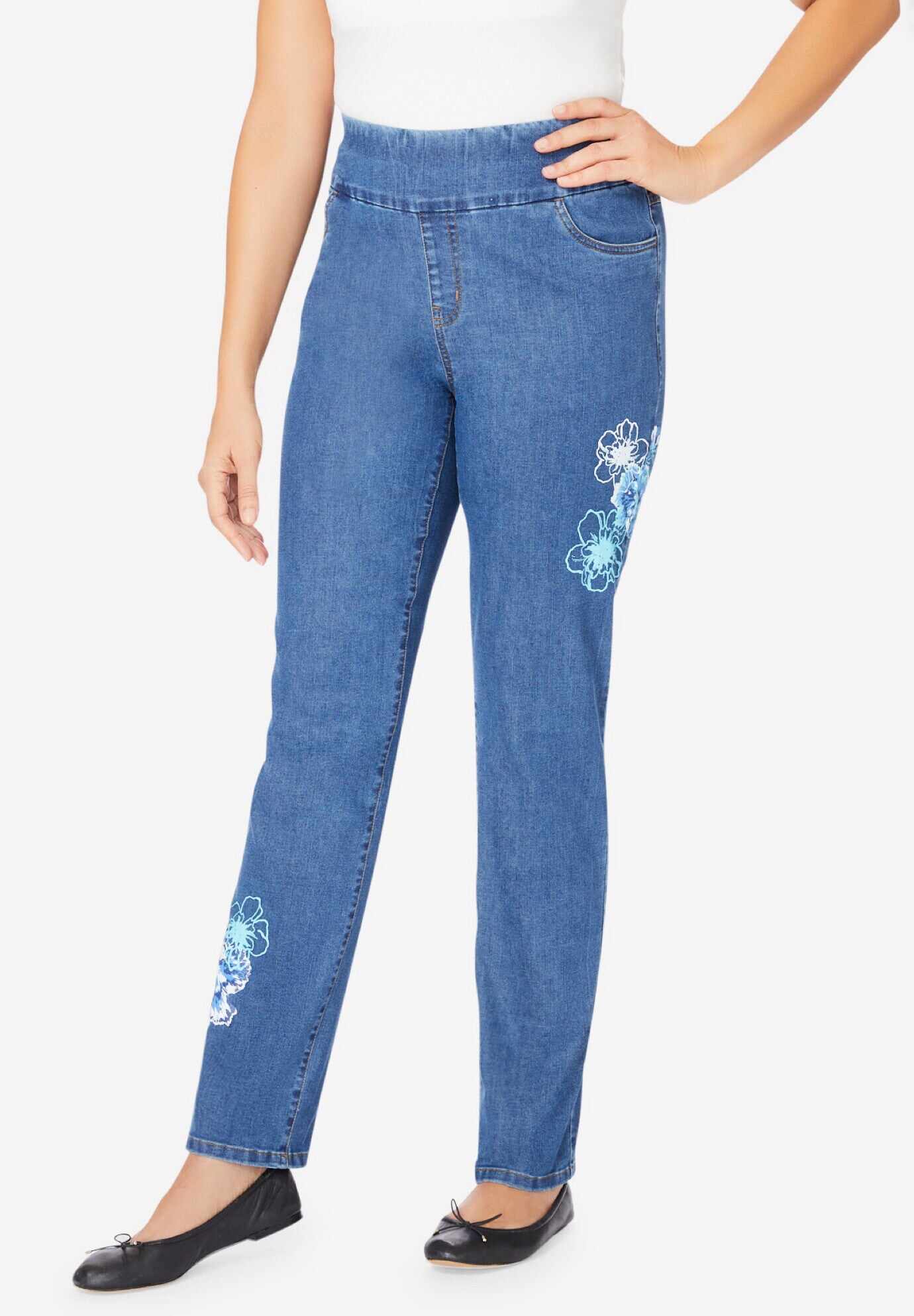 Flex-Fit Pull-On Straight-Leg Jean