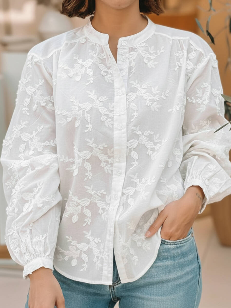 🔥Summer Arrivals🌟Women's Cozy 3d Embroidered Cotton Shirt