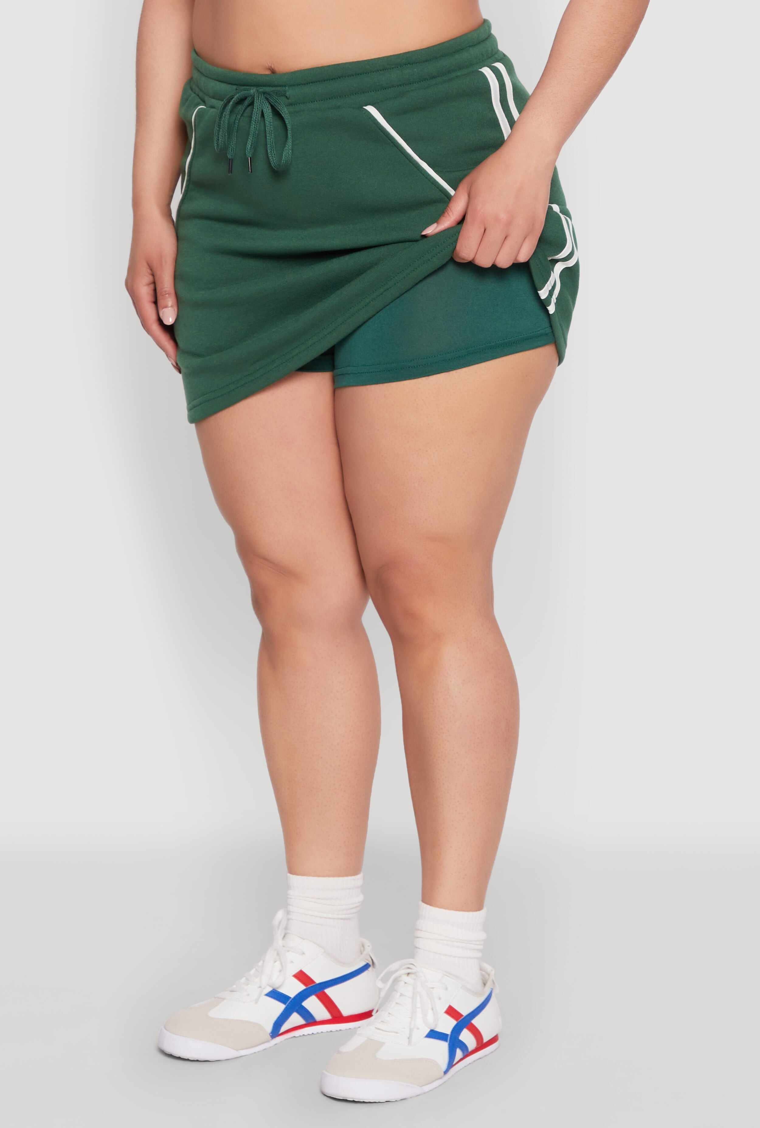 Plus Size Contrast Trim Skort
