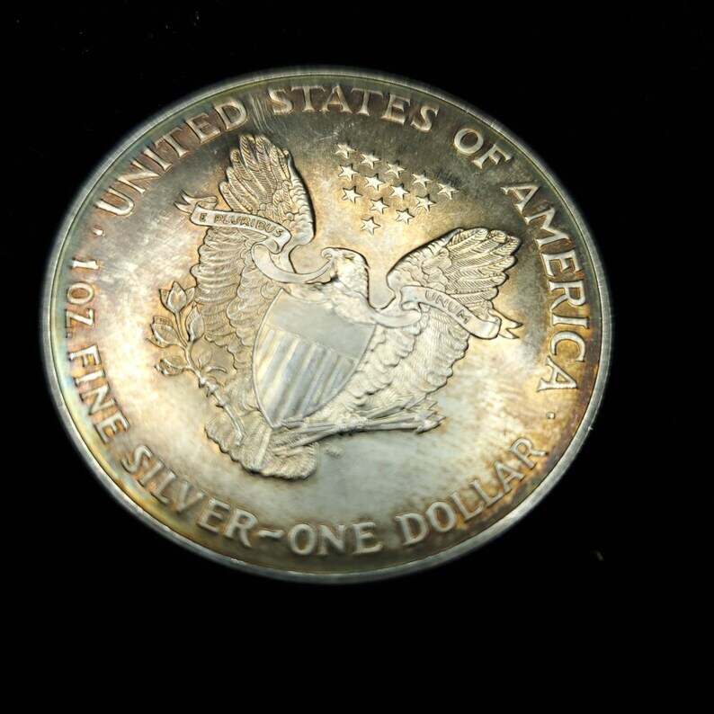 2002   American Silver Eagle   -  1 Oz .Silver - Key Date- Dark toning -  ! # 601