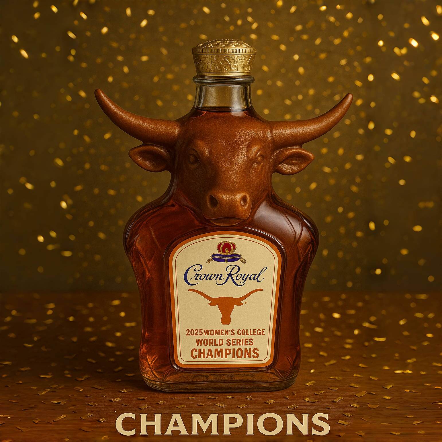 Texas Longhorns WCWS Champion Whiskey Bottle