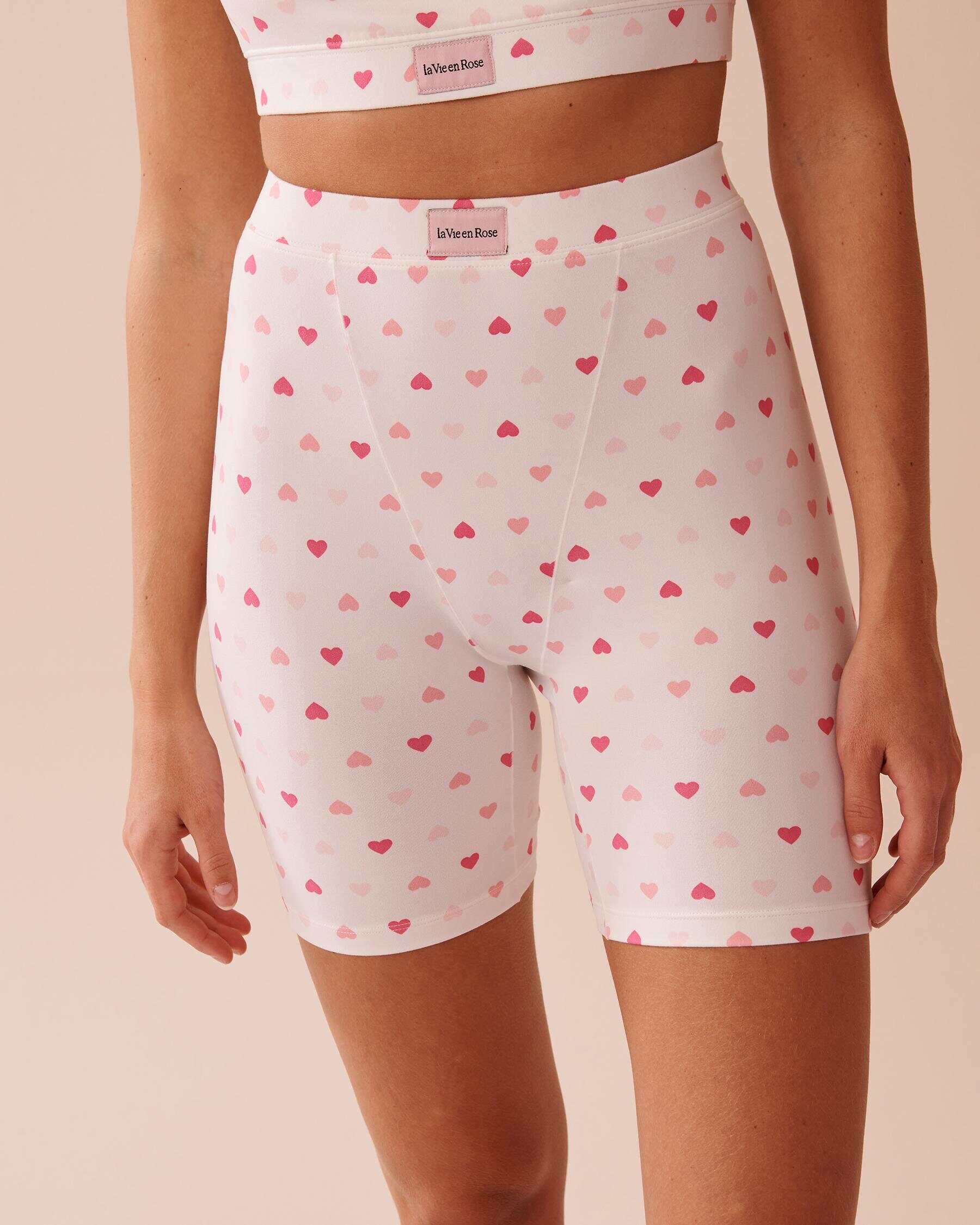 Heart Print Super Soft Biker Style Pajama Shorts